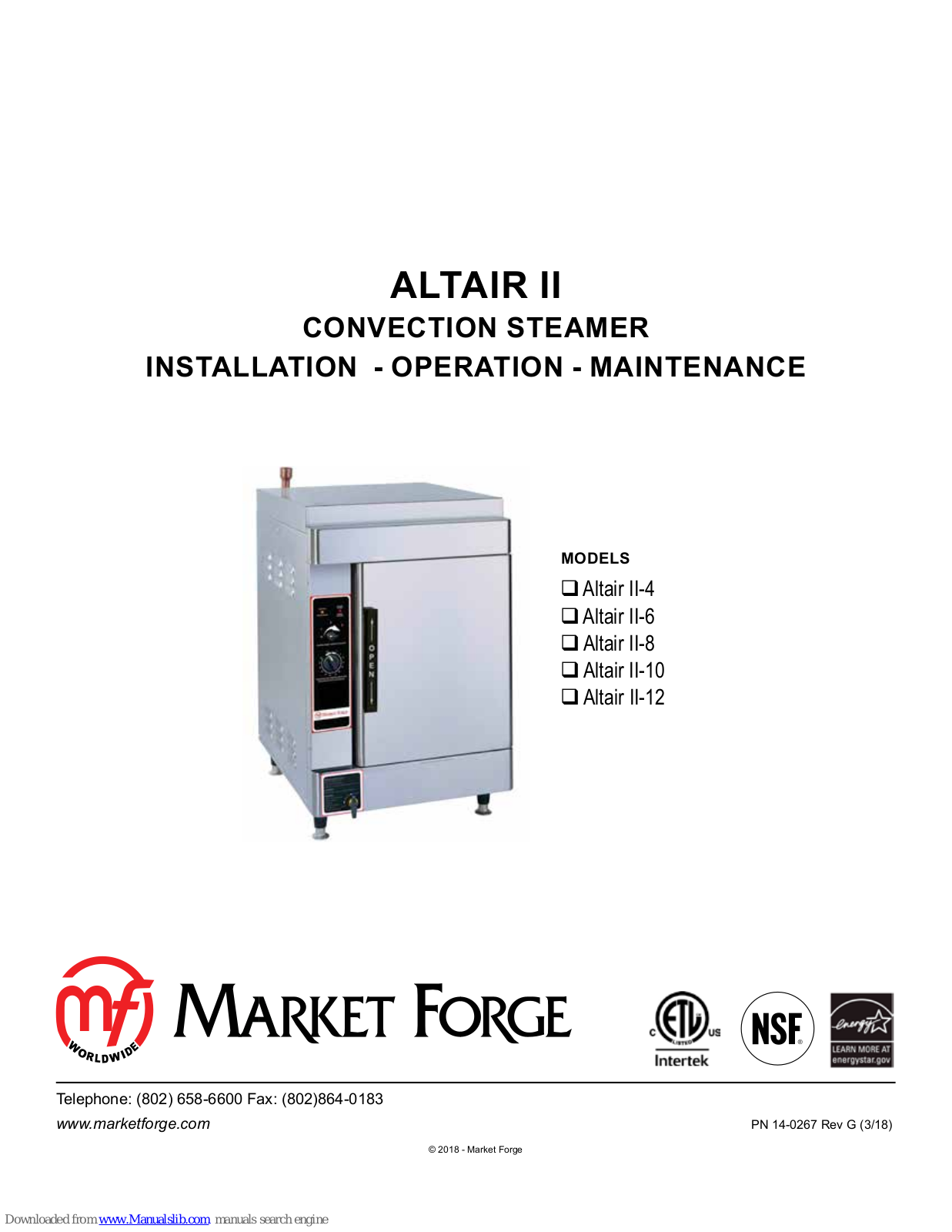 Market Forge Industries ALTAIR II, Altair II-4, Altair II-6, Altair II-8, Altair II-10 Maintenance Manual