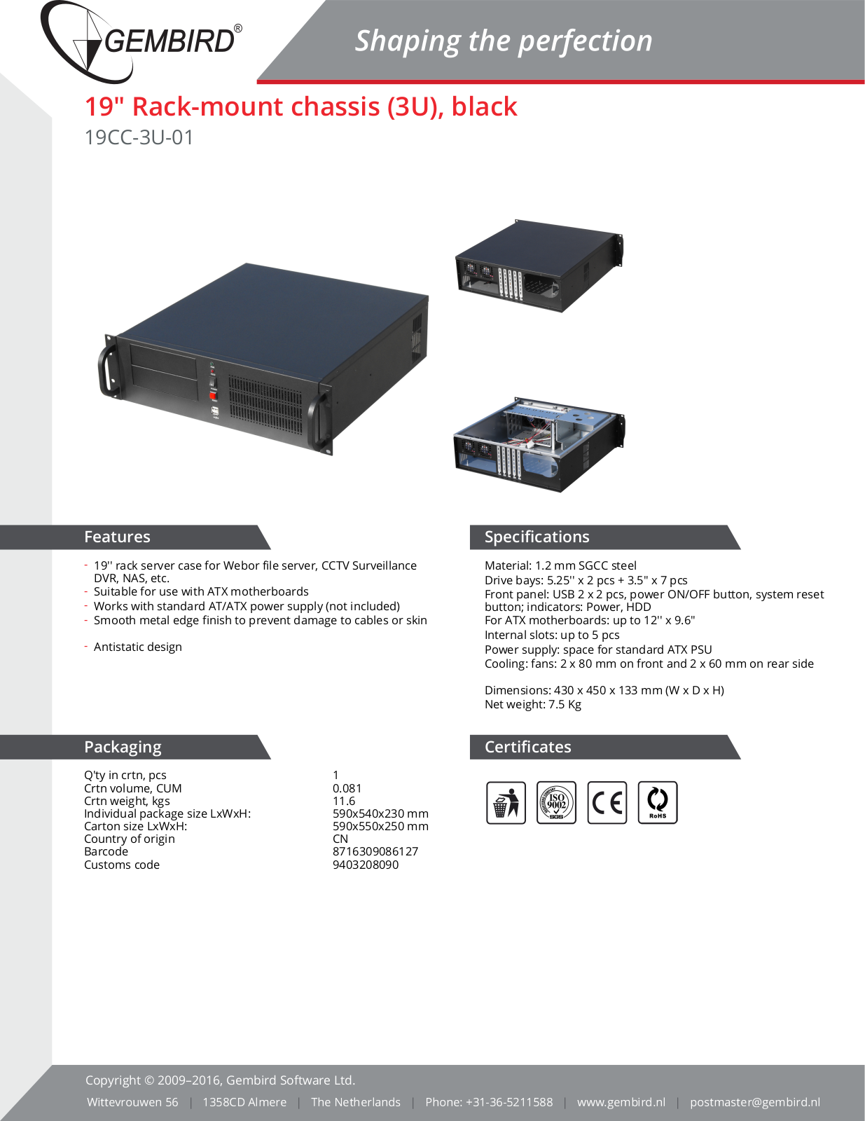 Gembird 19CC-3U-01 User Manual