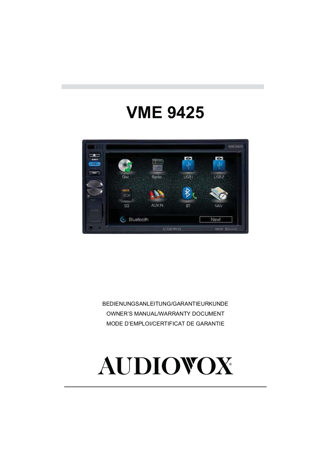 Audiovox VME 9425 User Manual