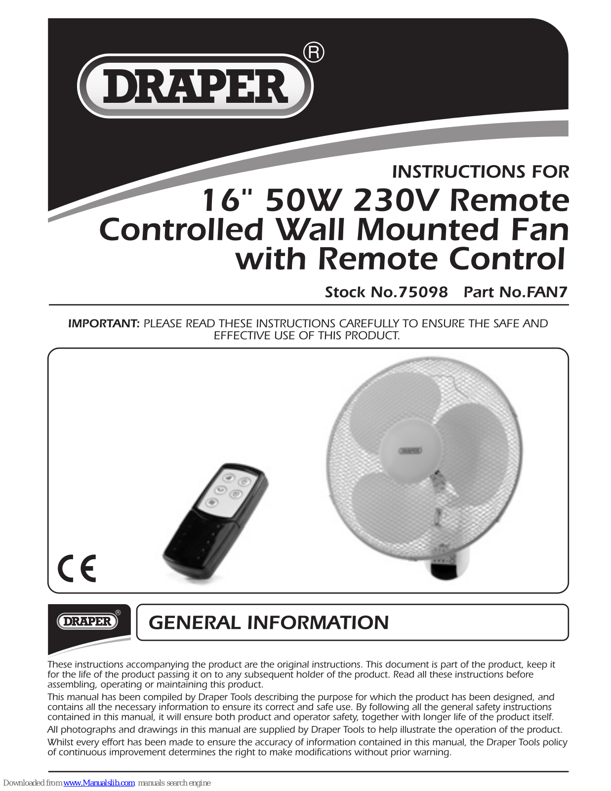 Draper FAN7, 75098 Instructions Manual - ManualMachine.com