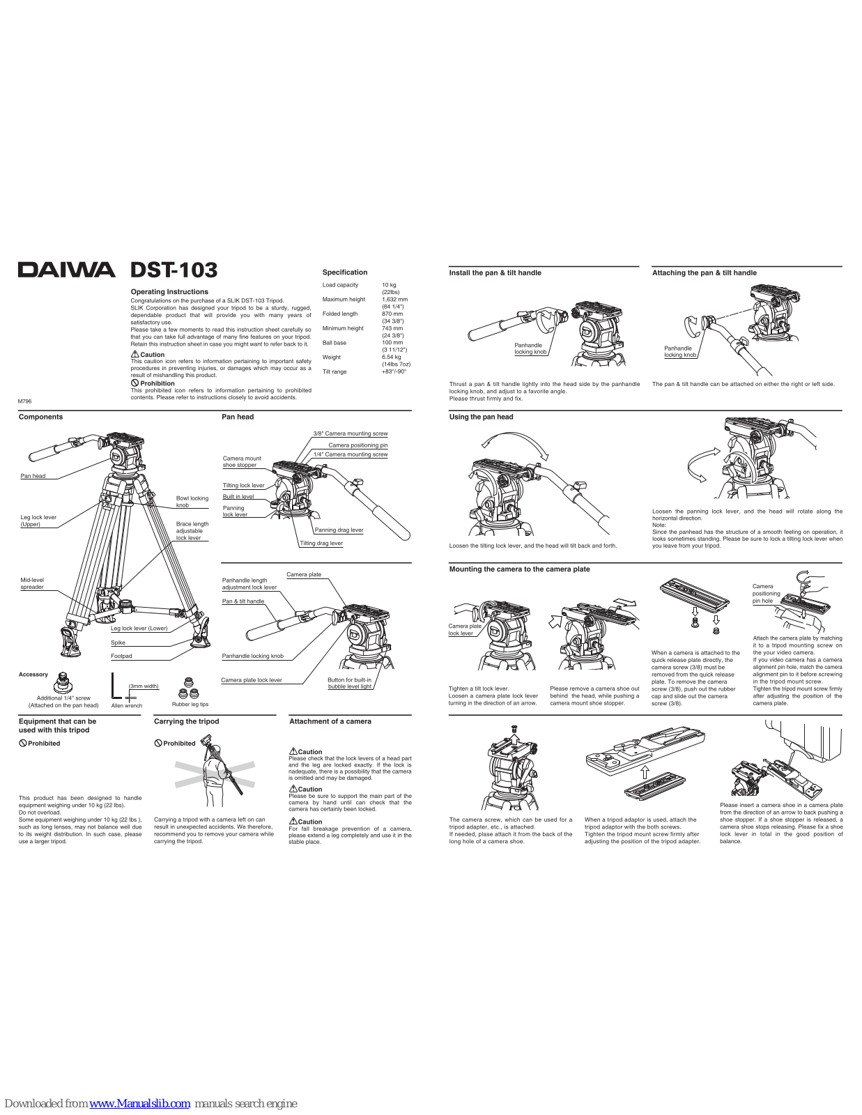 Daiwa DST-103 Operating Instructions Manual