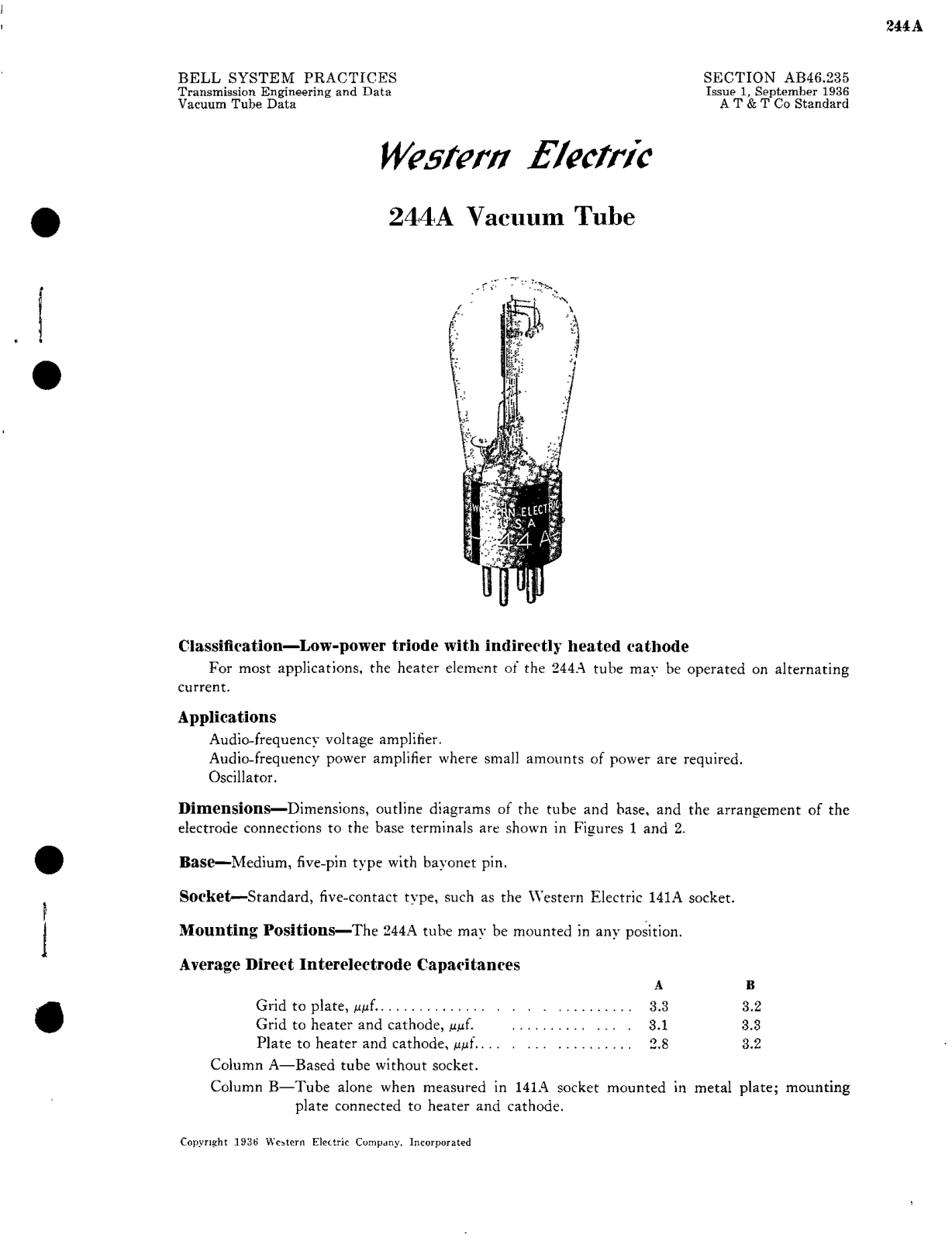 Western Electric 244-A Brochure