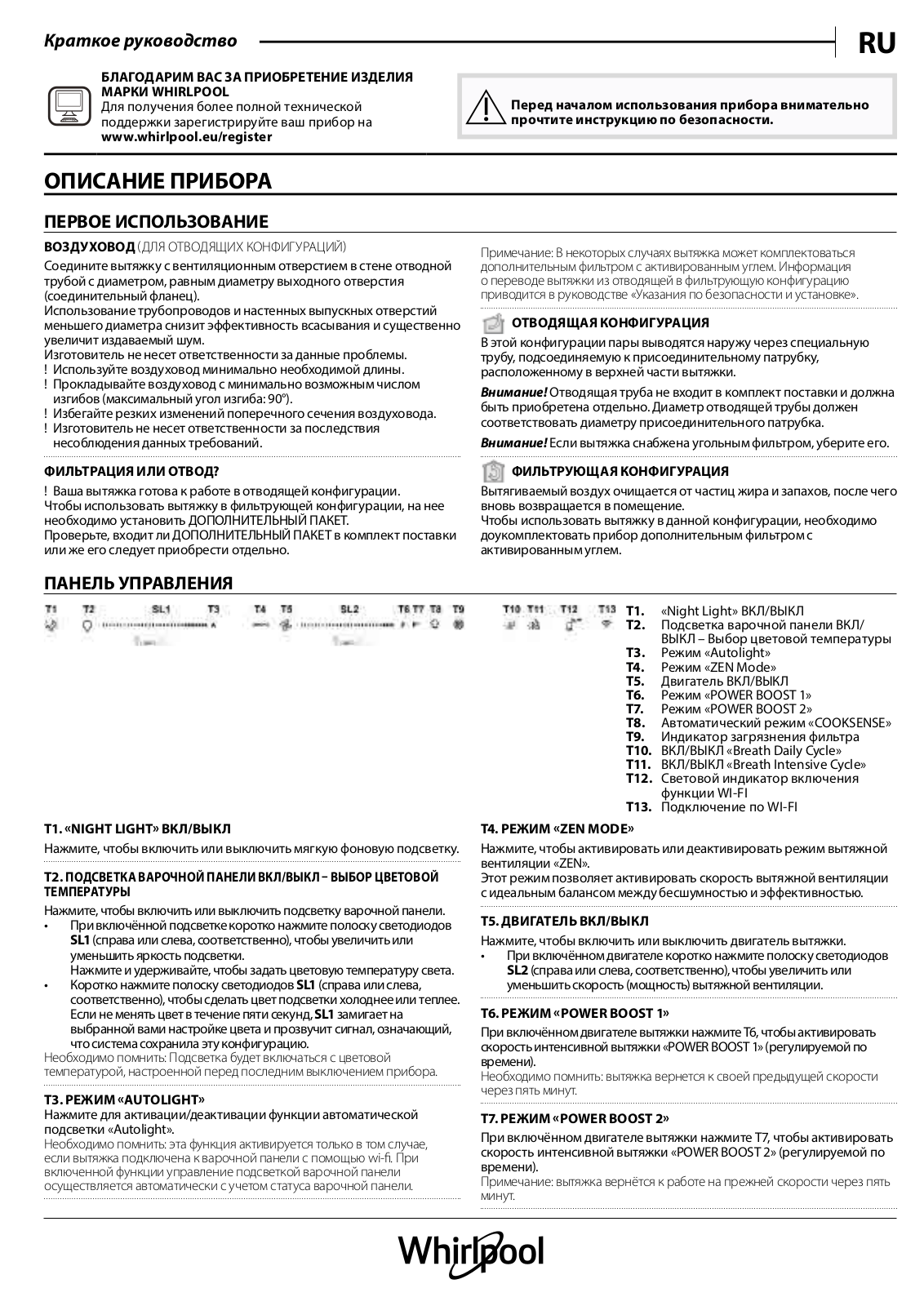 WHIRLPOOL WHSS 90F L T C K Daily Reference Guide