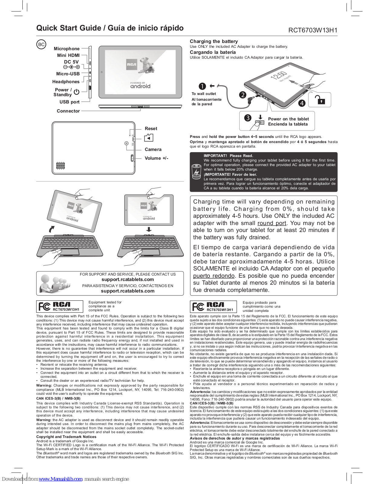 RCA RCT6703W13H1 Quick Start Manual