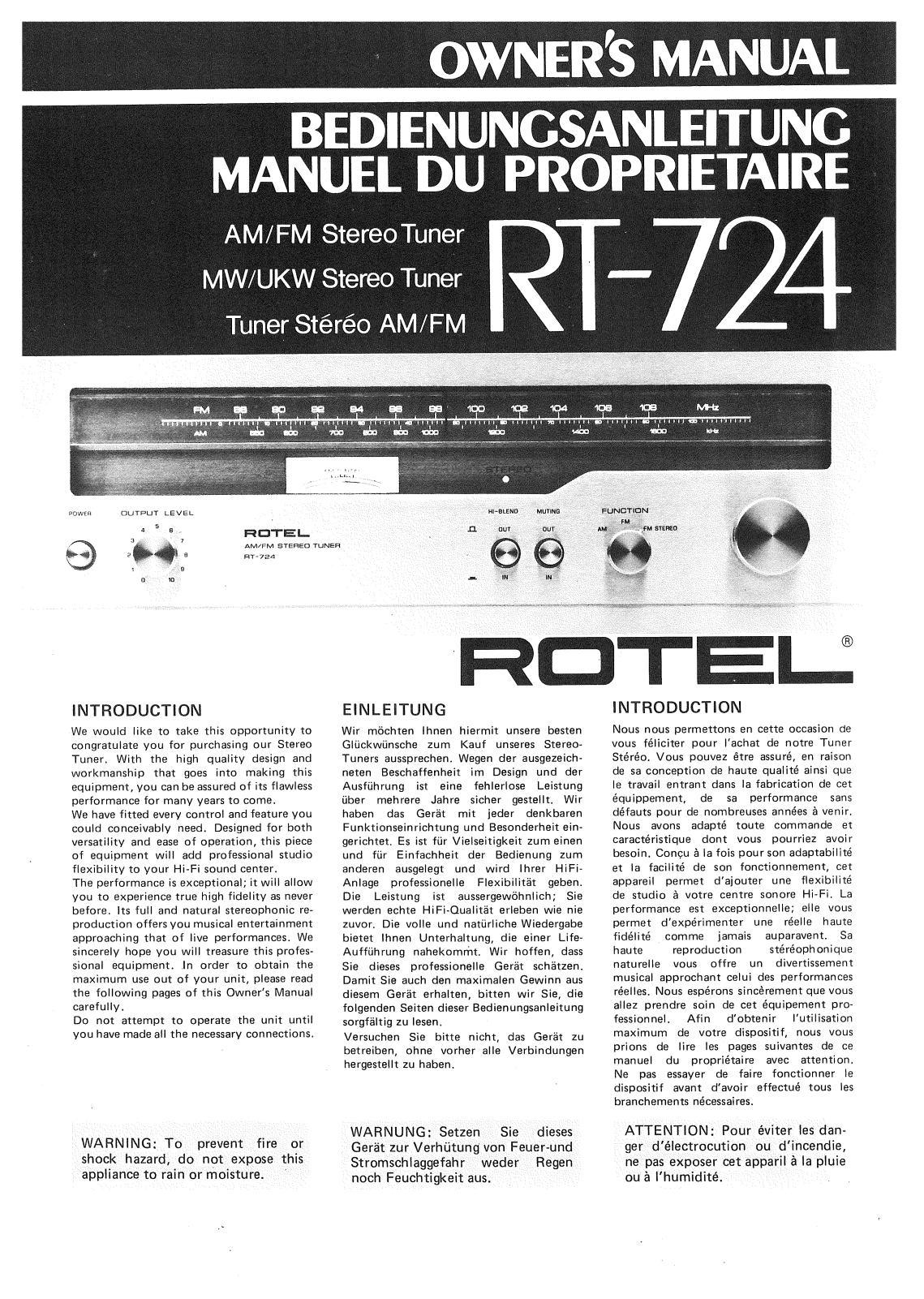 Rotel RT-724 User Manual