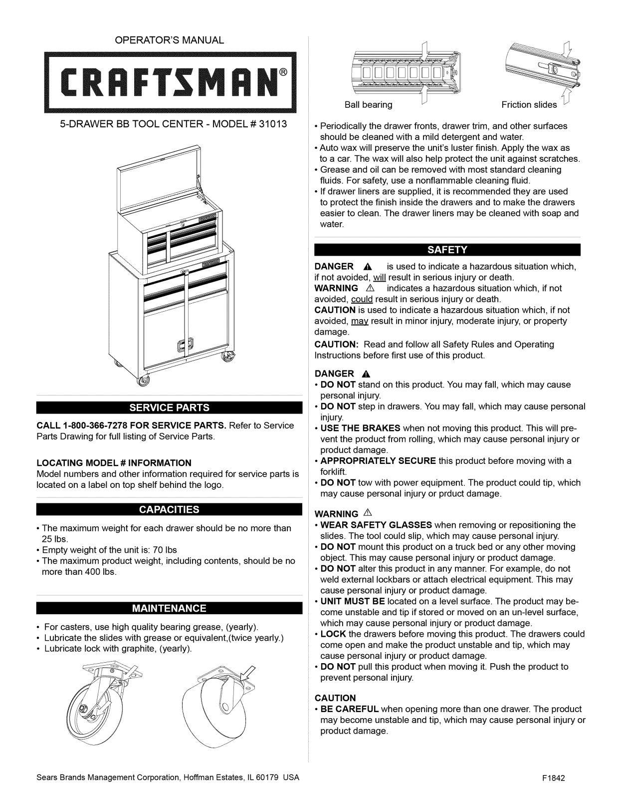 Craftsman 7063101302, 70631013 Owner’s Manual