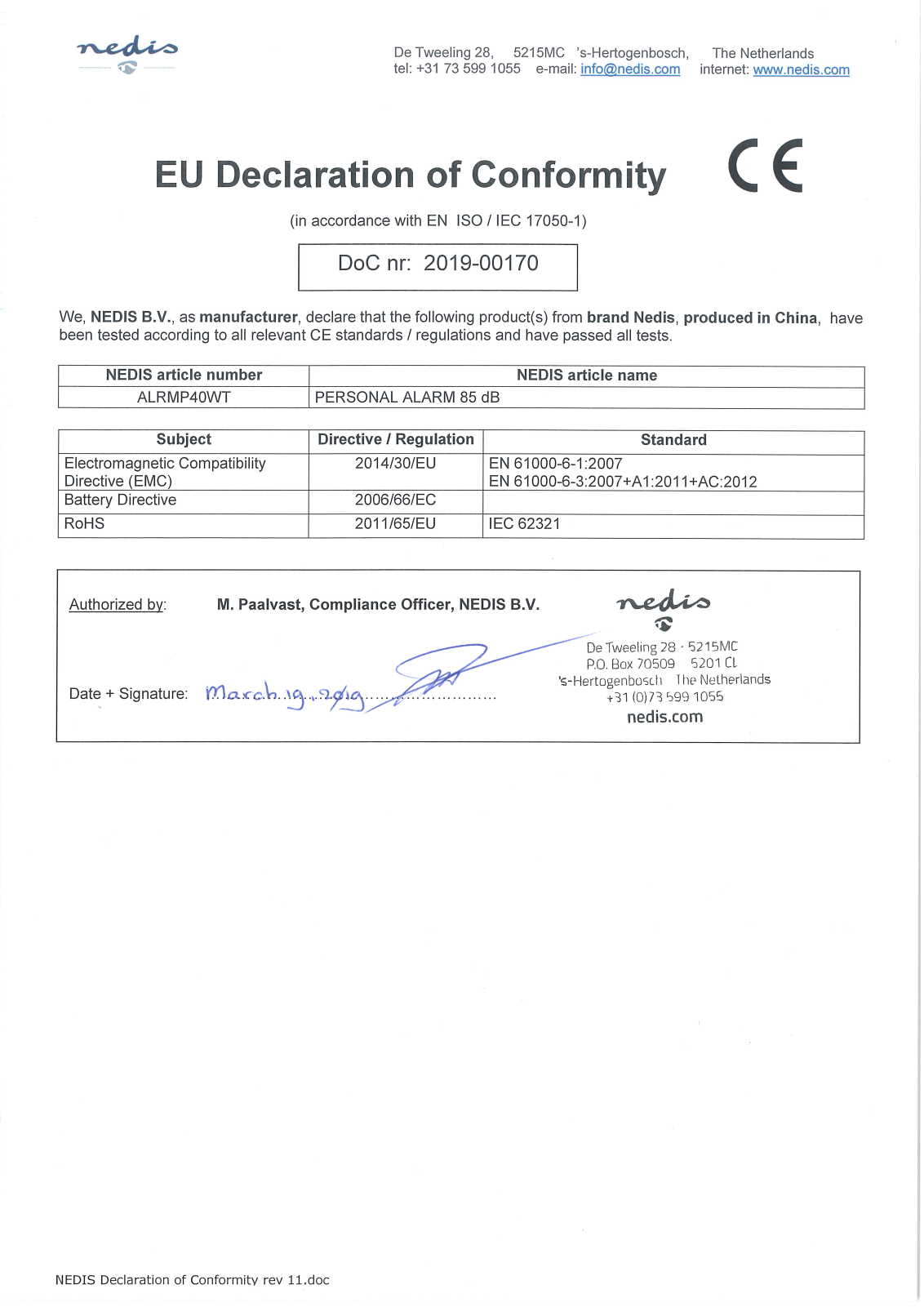 Nedis ALRMP40WT User Manual