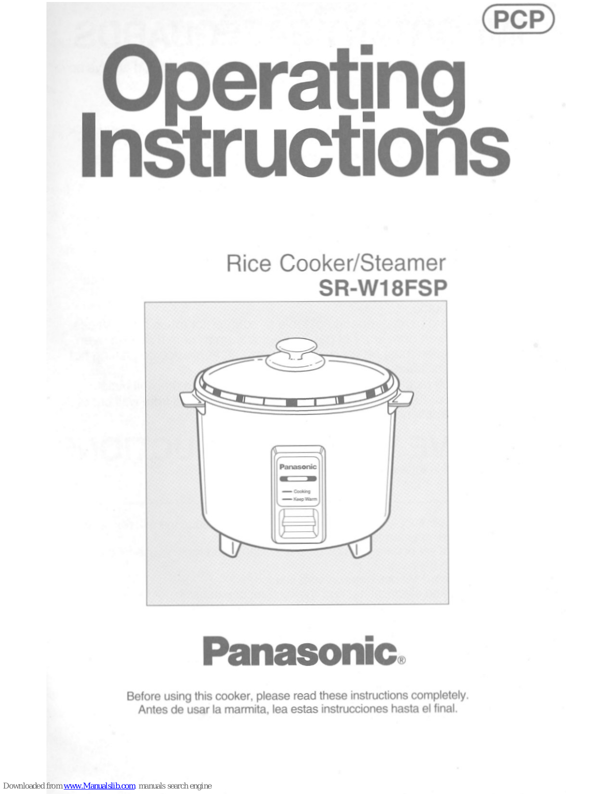 Panasonic SR-W18HSN, SR-W18FSXP, SR-W18FDP, SR-W18FSPW Operating Manual