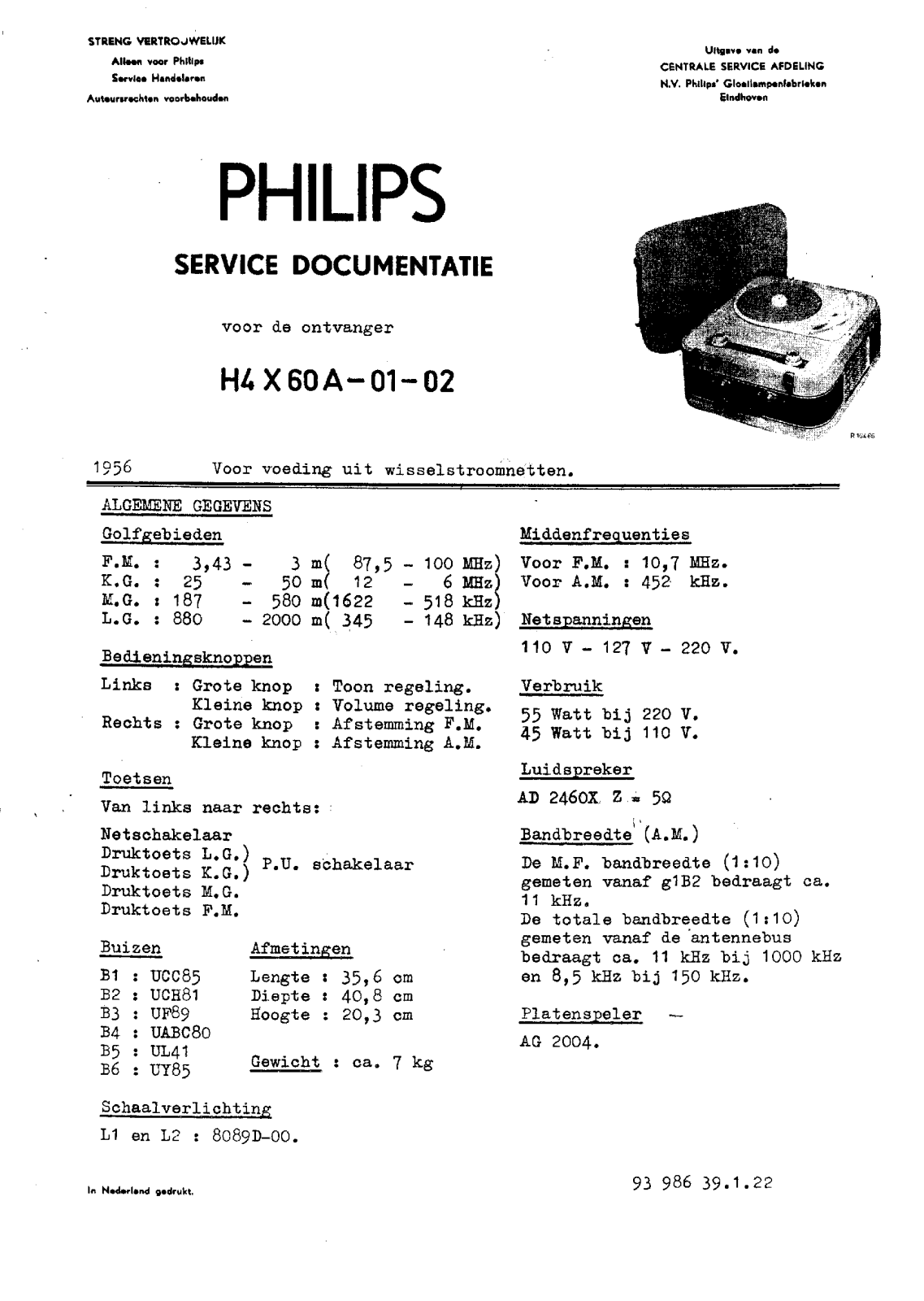 Philips H-4-X-60-A Service Manual