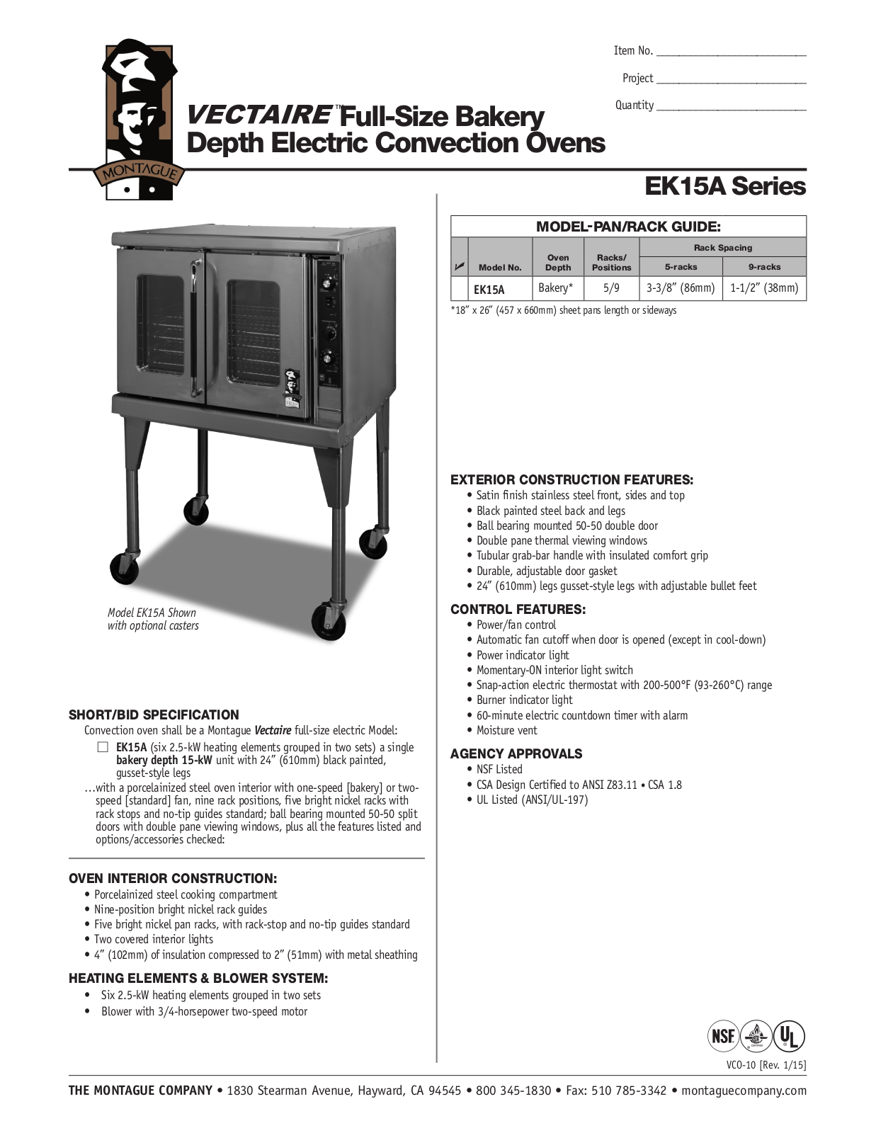 Montague EK15A User Manual