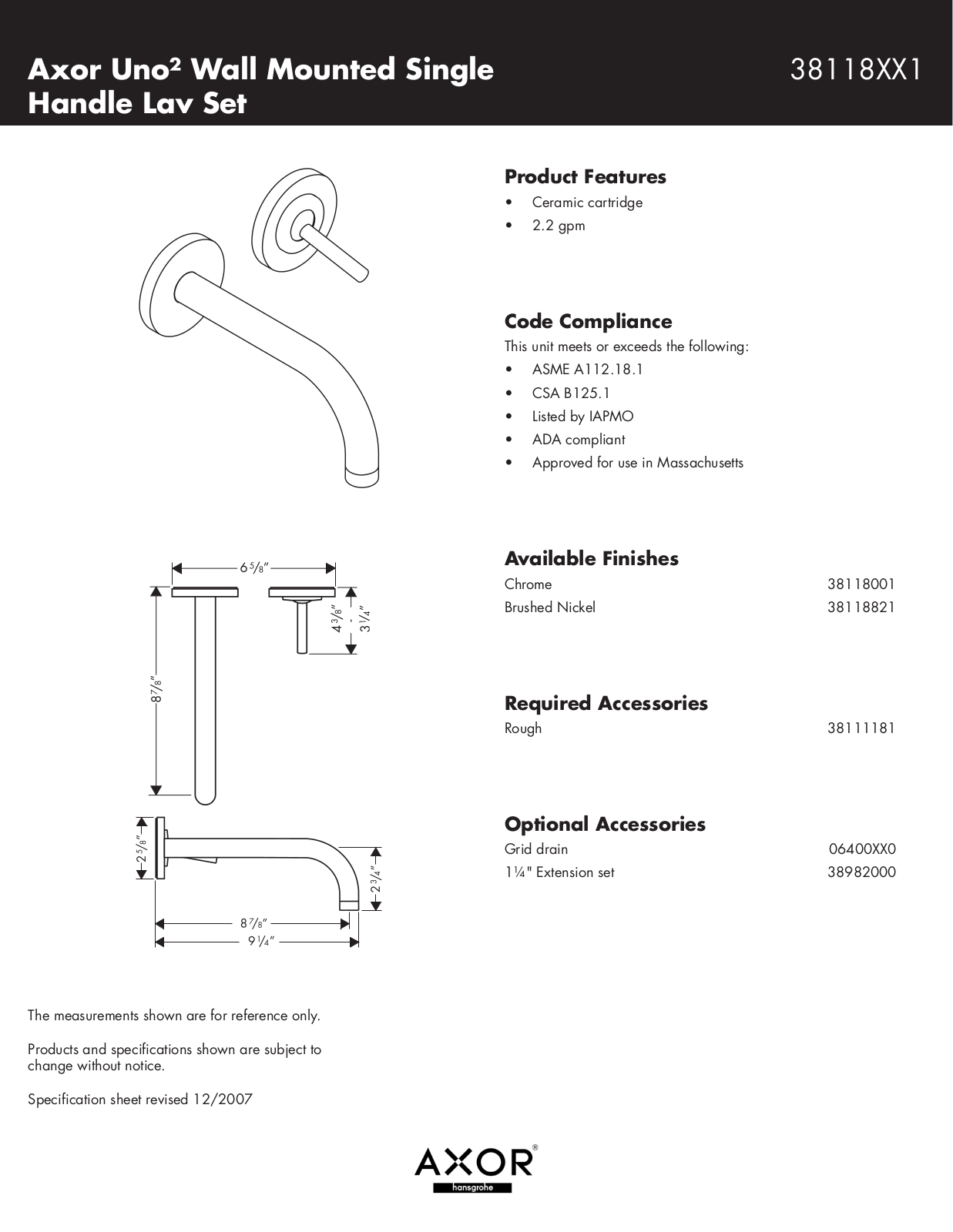 Hans Grohe 38118XX1 User Manual