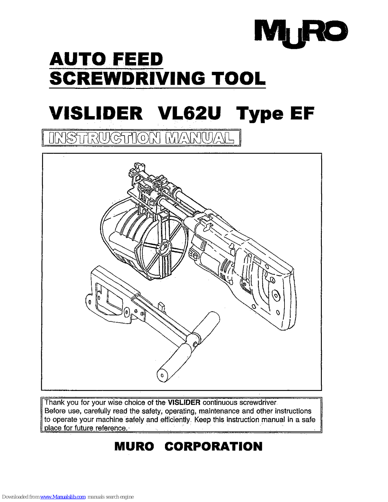 MURO Vislider VL62U Type EF Instruction Manual