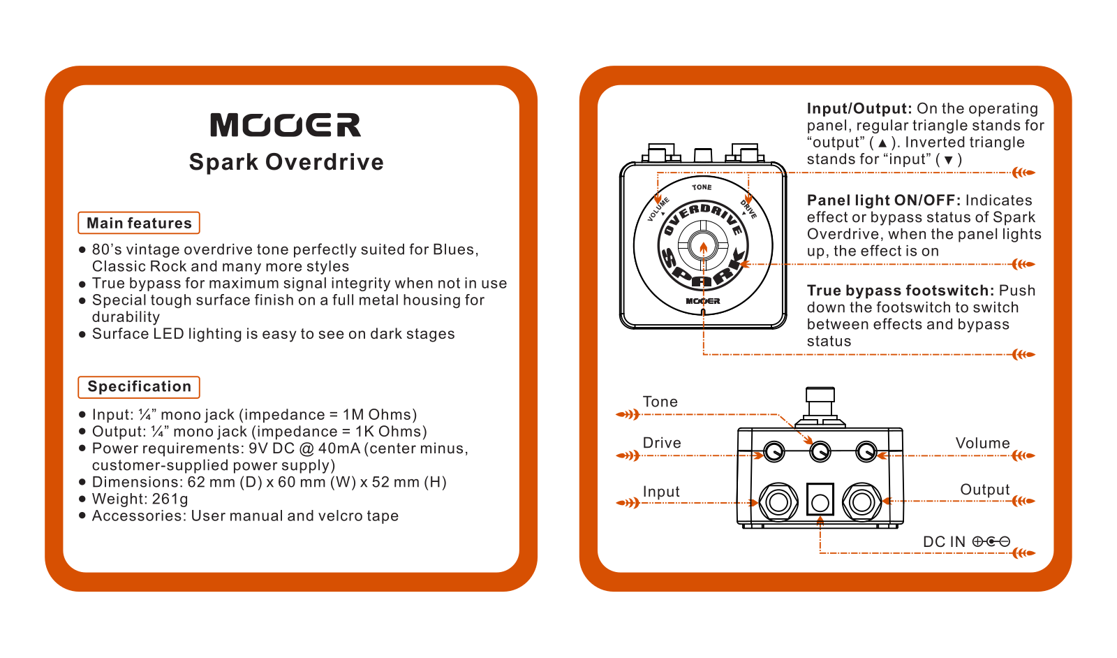 Mooer Spark Overdrive Owner`s Manual