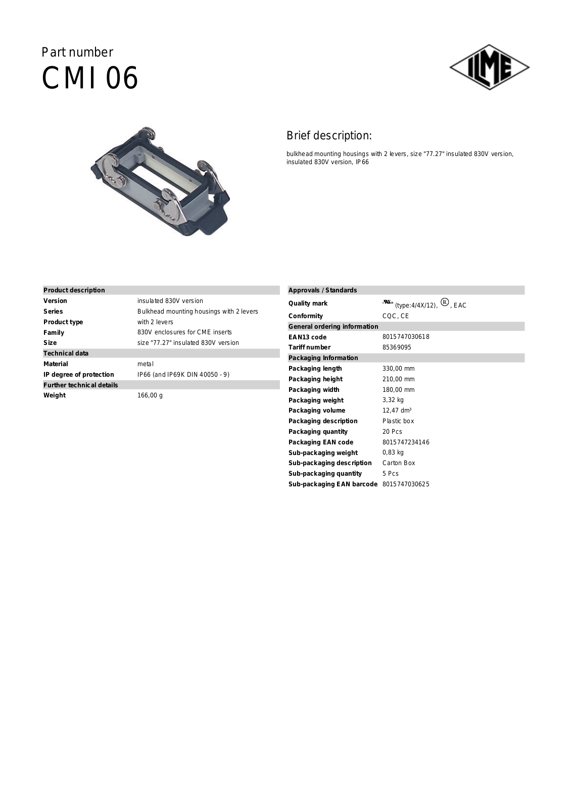 Datasheet CMI-06 Datasheet (ILME) - ManualMachine.com