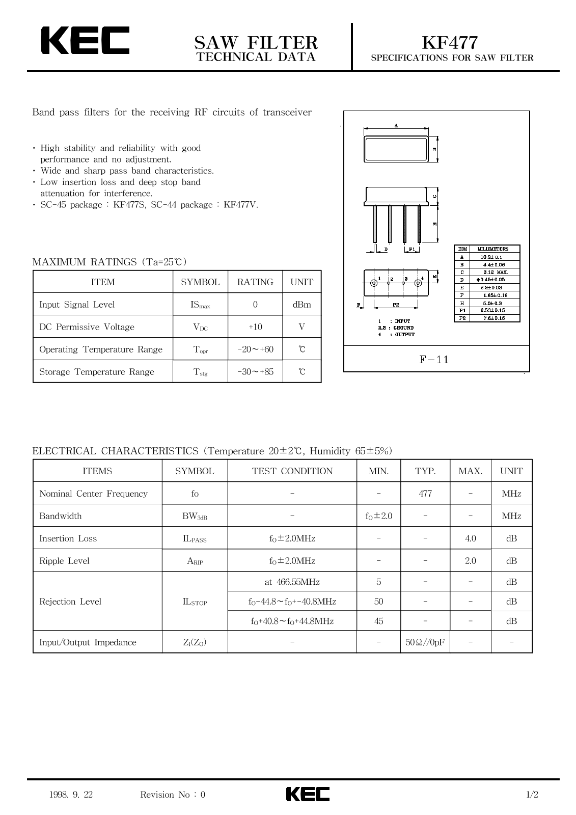 KEC KF477 Datasheet