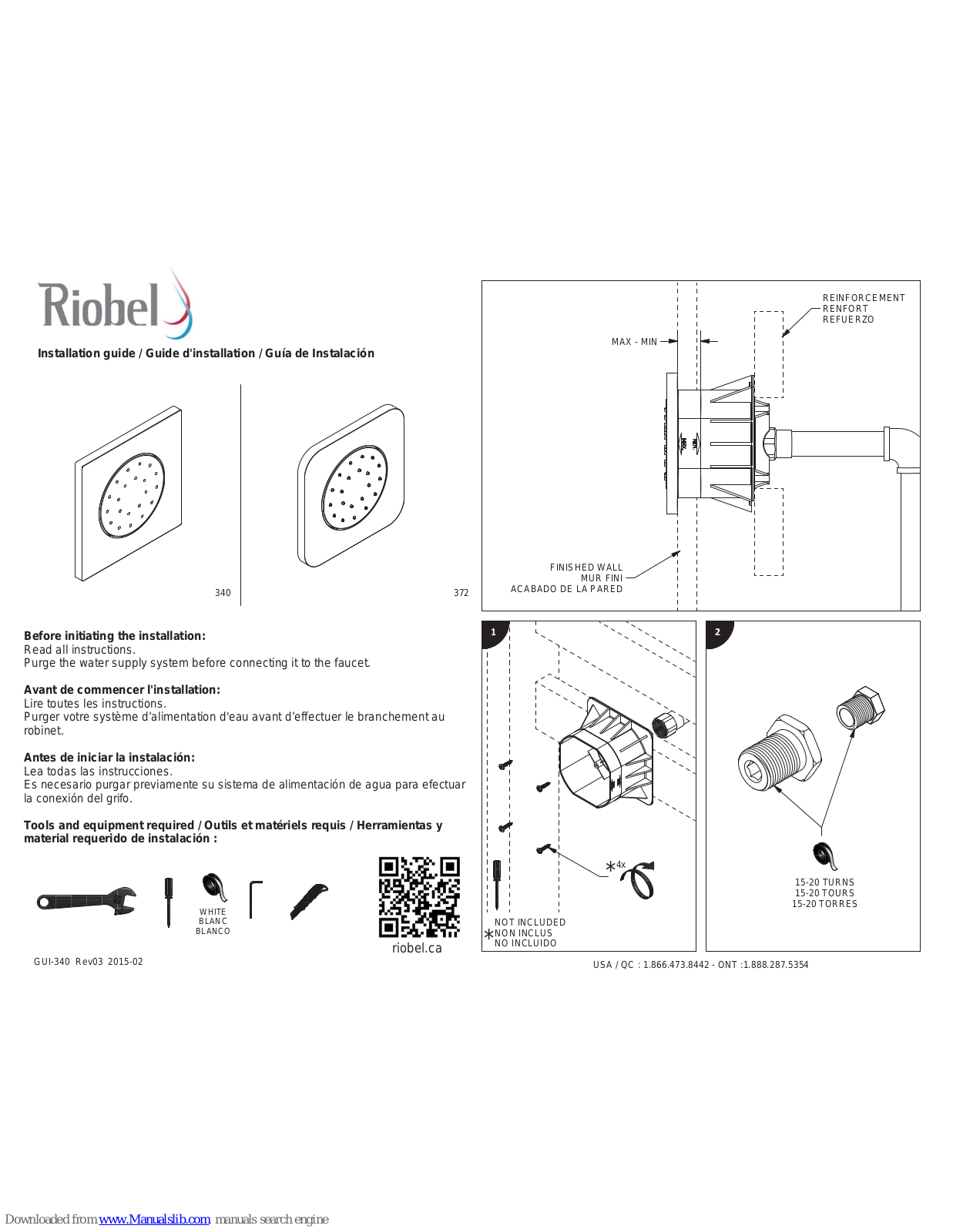 Riobel 340, 372 Installation Manual - ManualMachine.com