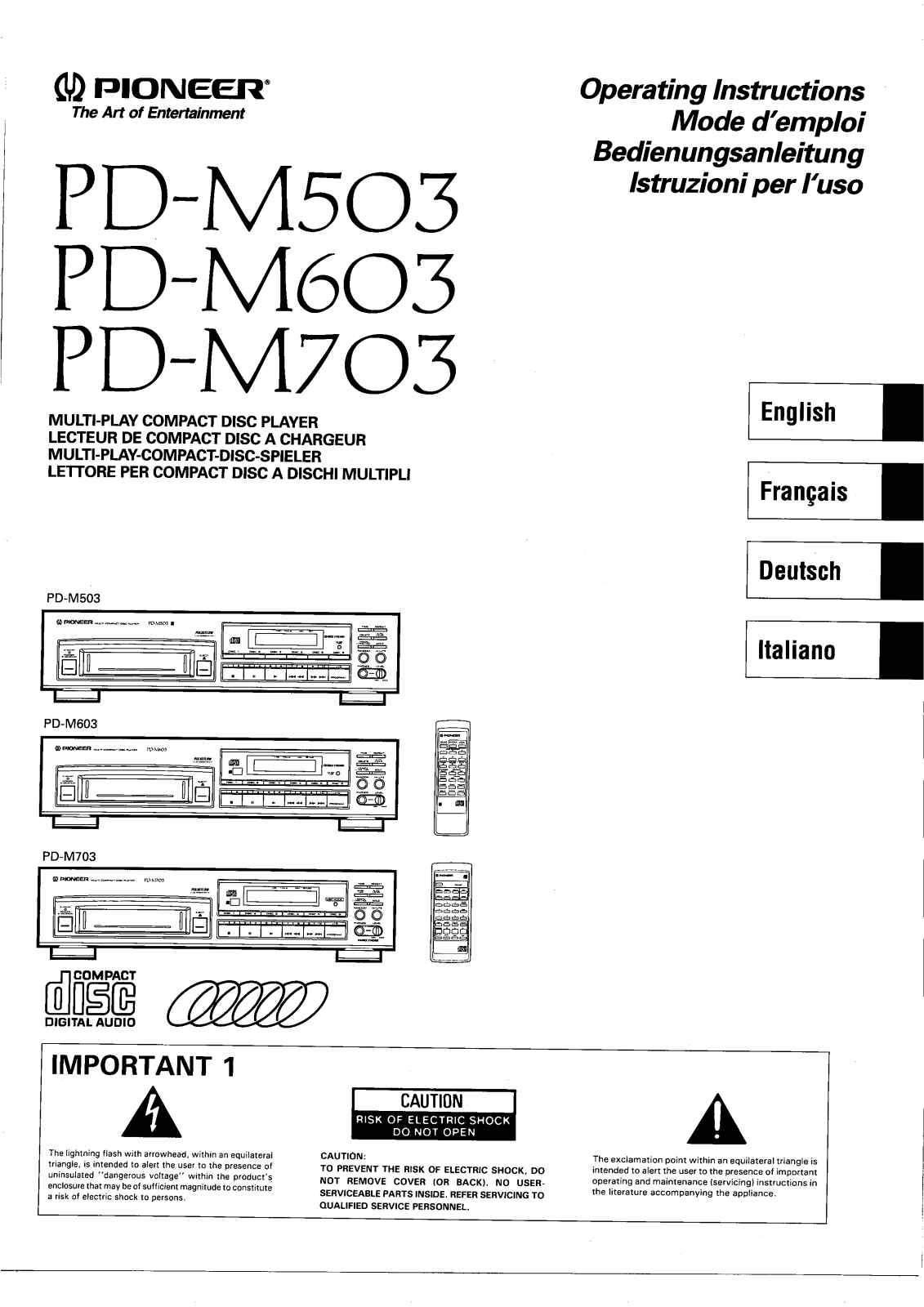 Pioneer PDM-703 Owners manual