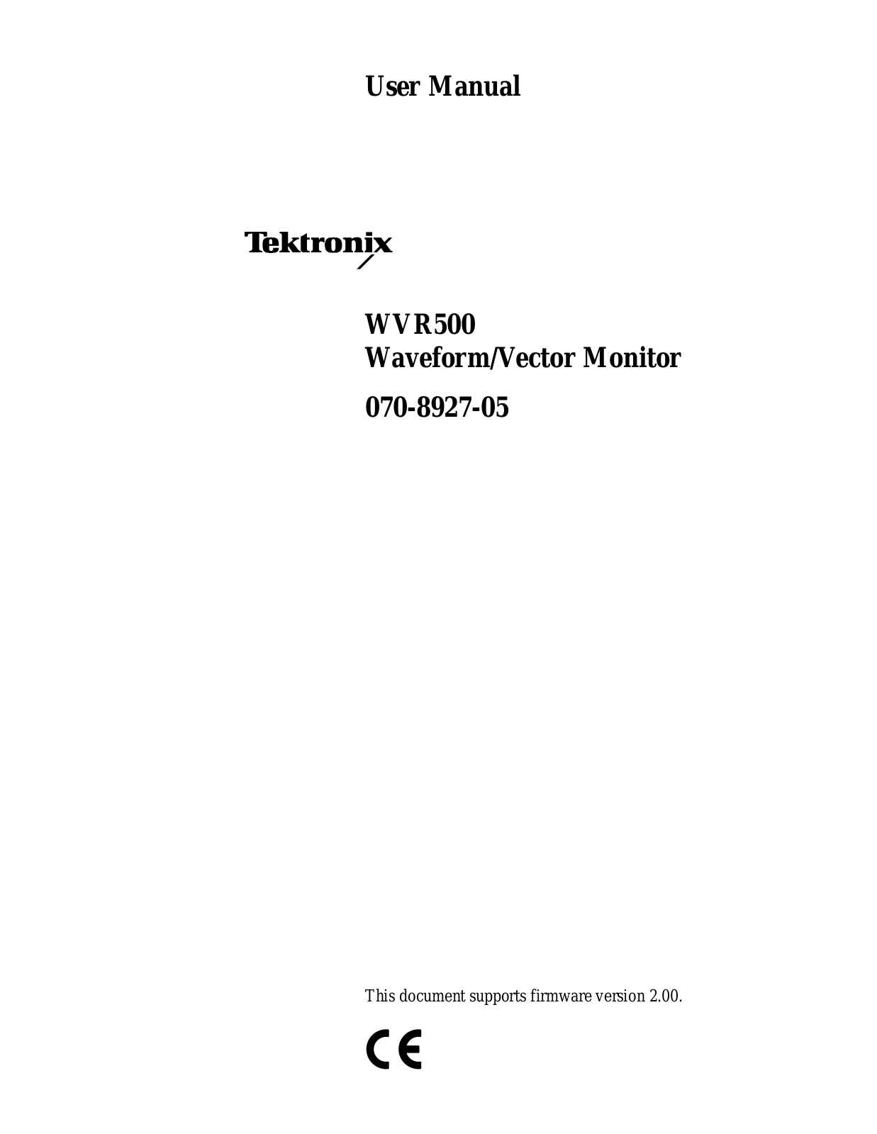 Tektronix WVR500 User Manual