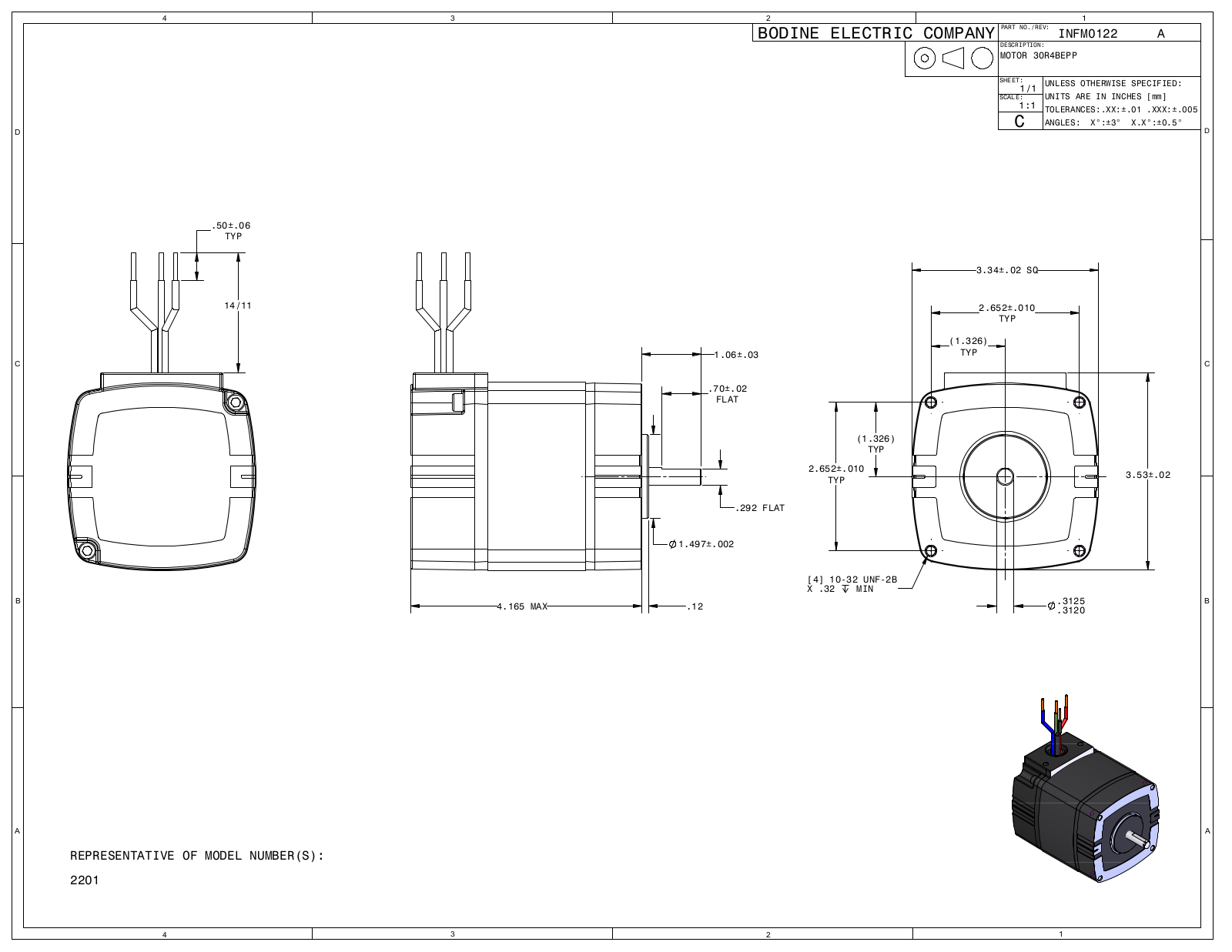 Bodine 2201 Reference Drawing