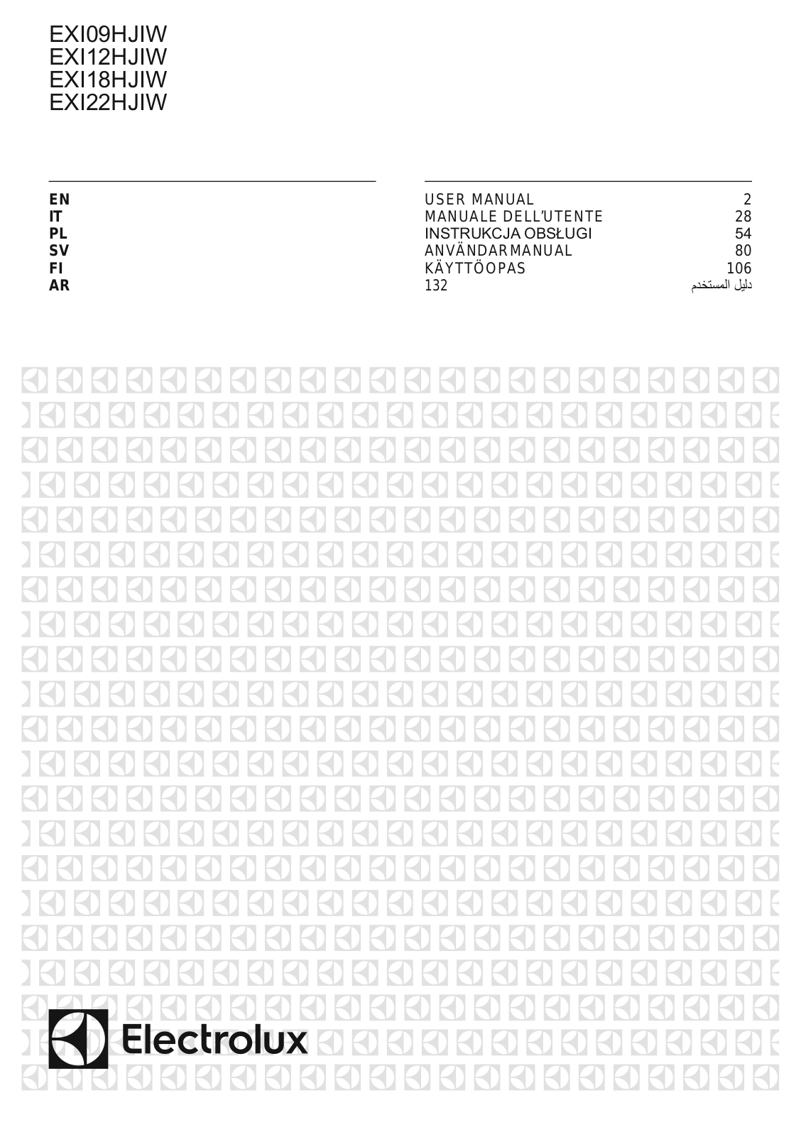 Electrolux EXI09HJIW, EXI12HJIW, EXI18HJIW, EXI22HJIW User manual