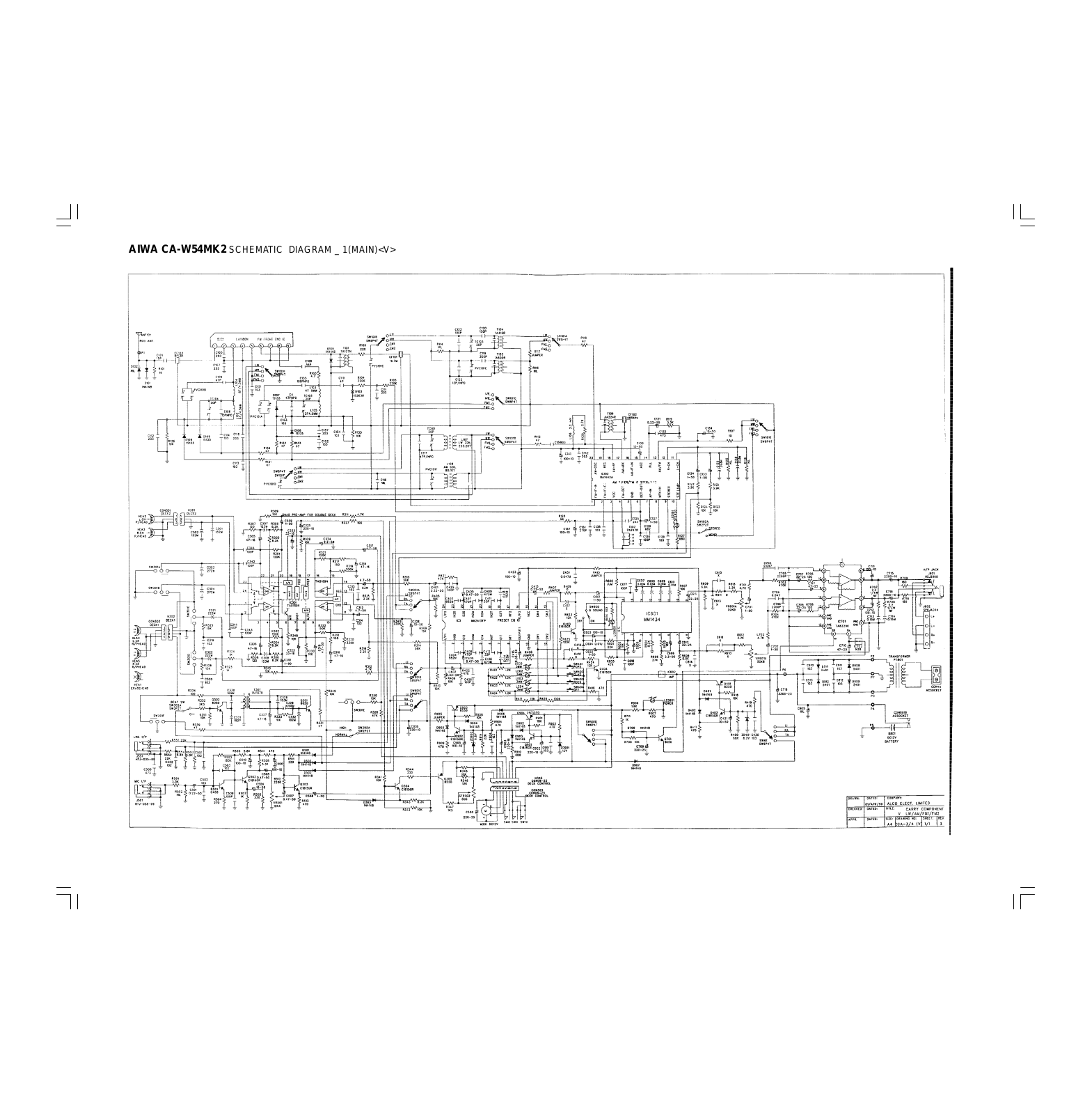 Aiwa CAW-54 Mk2 Schematic