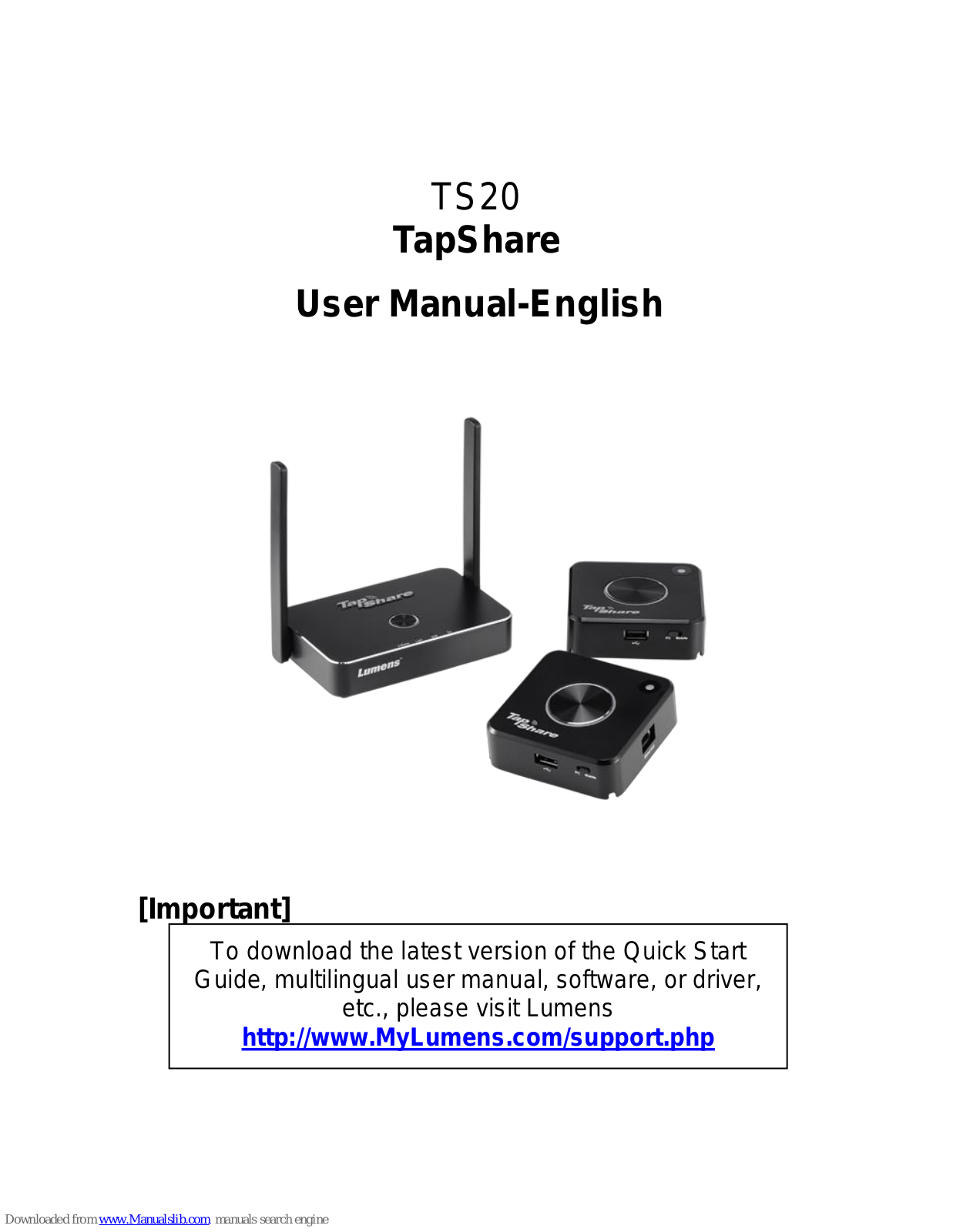 Lumens TS20 TapShare User Manual