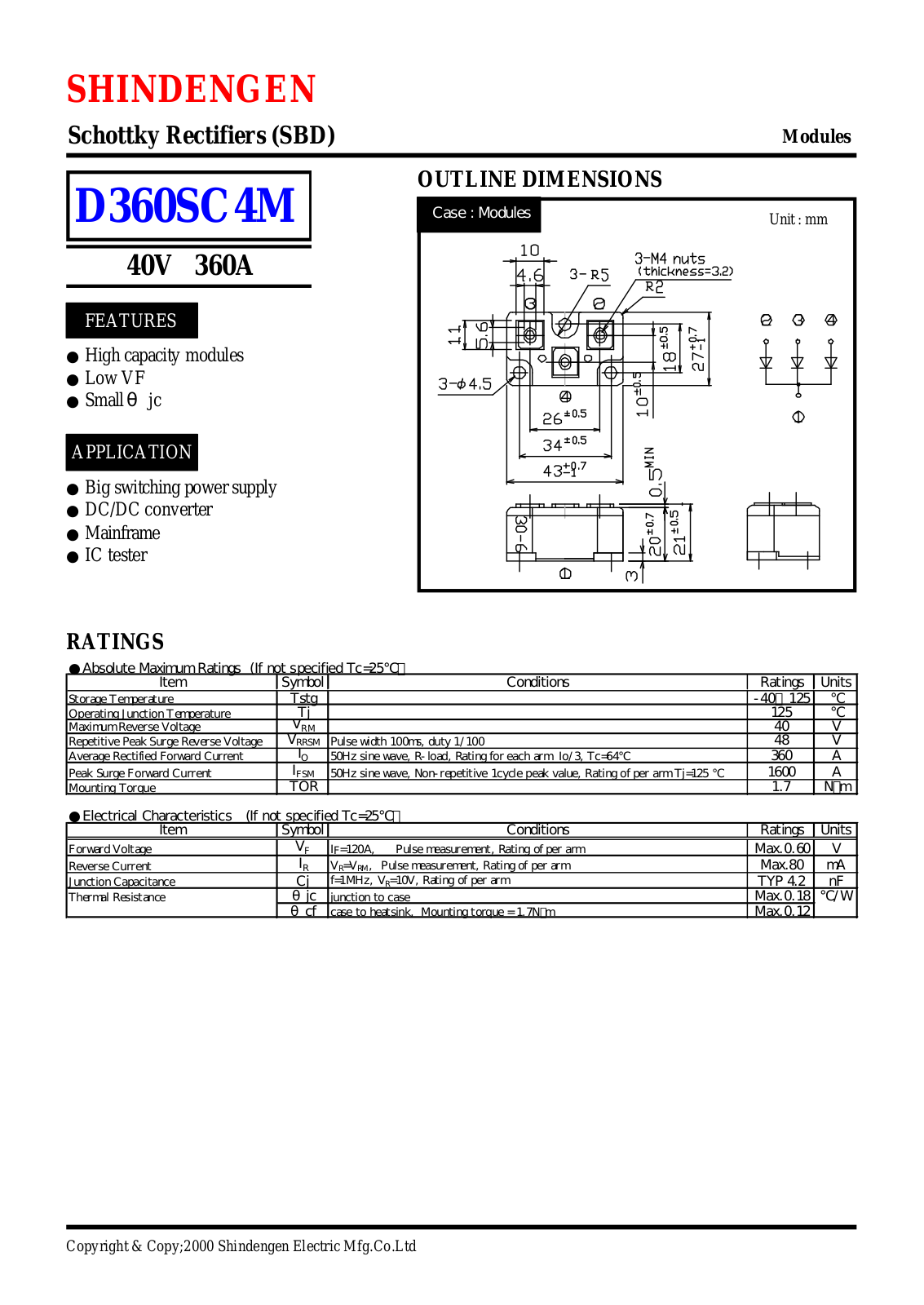 Shindengen D360SC4M Datasheet