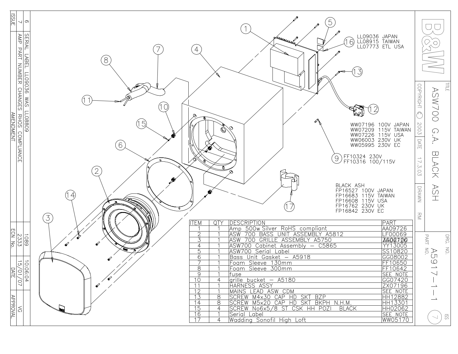 Bowers and Wilkins ASW-700 Service manual