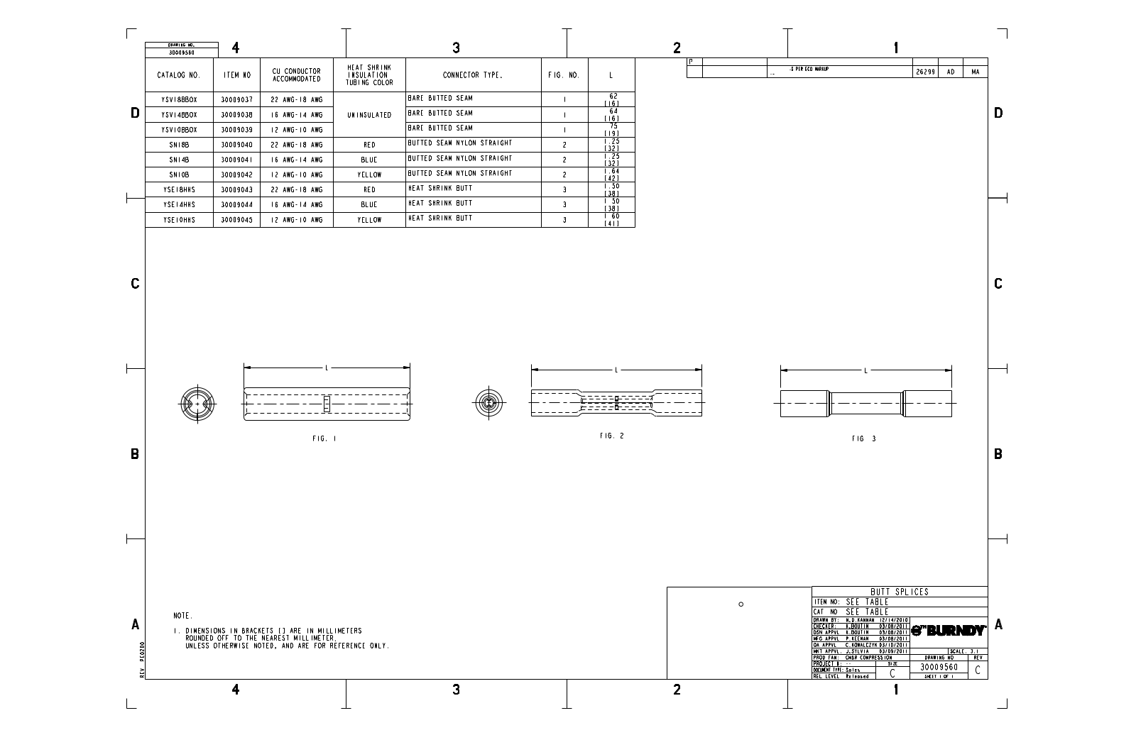 Burndy YSVI8BBOX, YSVI4BBOX, YSVI0BBOX, SNI8B, SNI4B dimensions