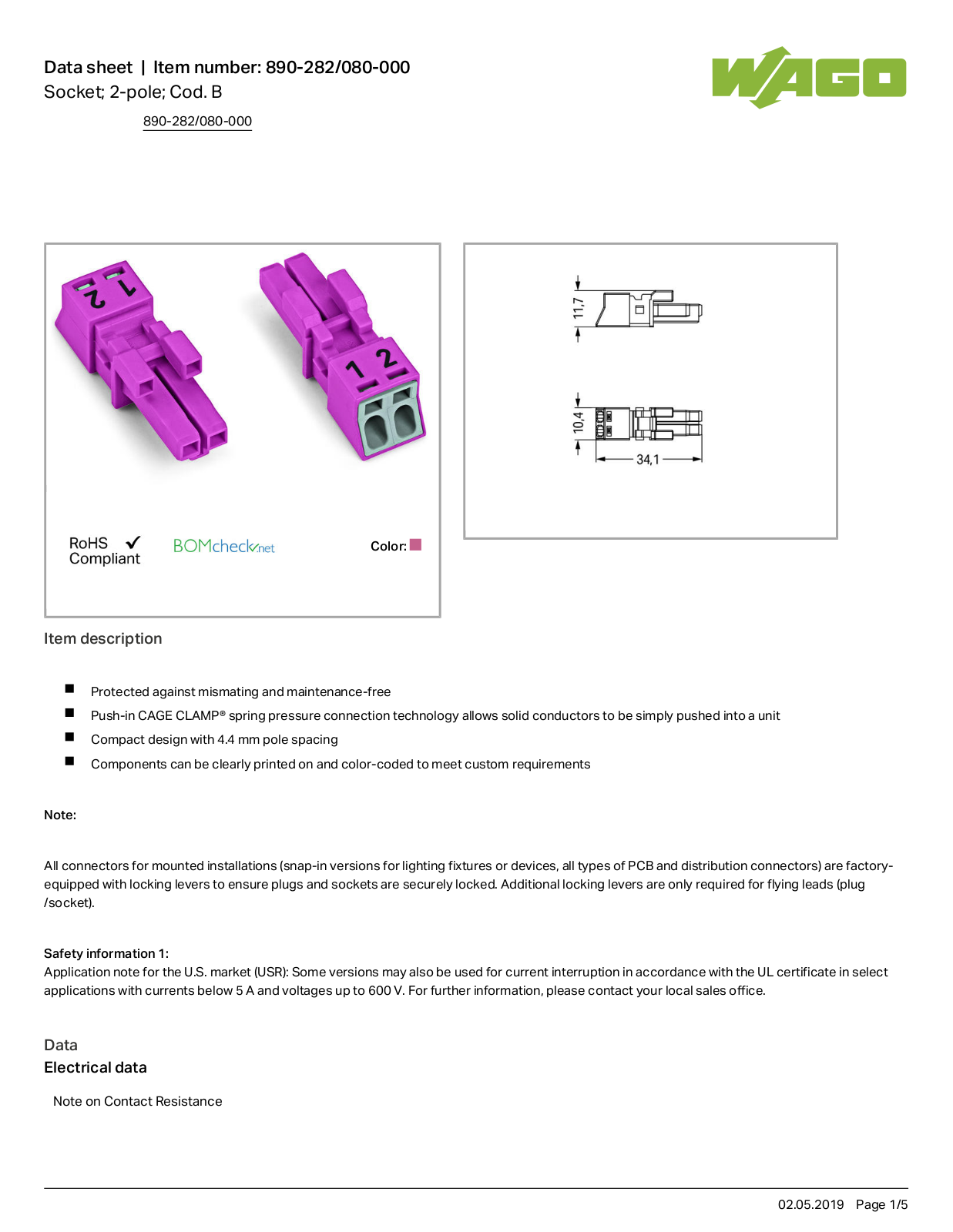 Wago 890-282/080-000 Data Sheet