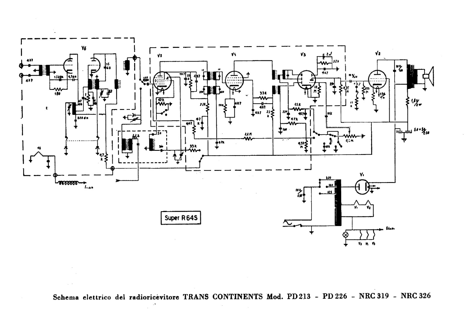 Trans Continents Radio pd213, pd226, nrc319, nrc326 schematic