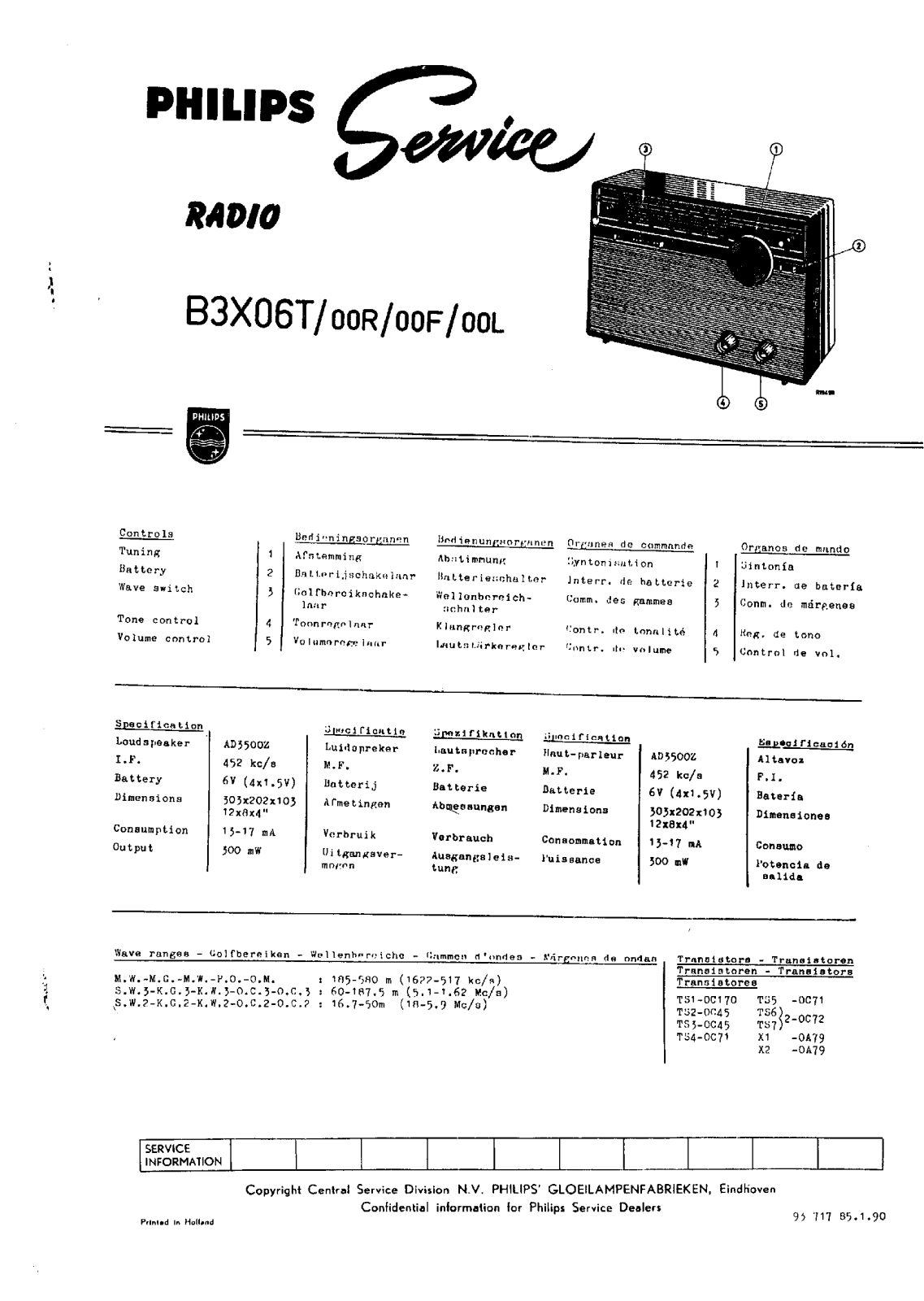 Philips B-3-X-06-T Service Manual