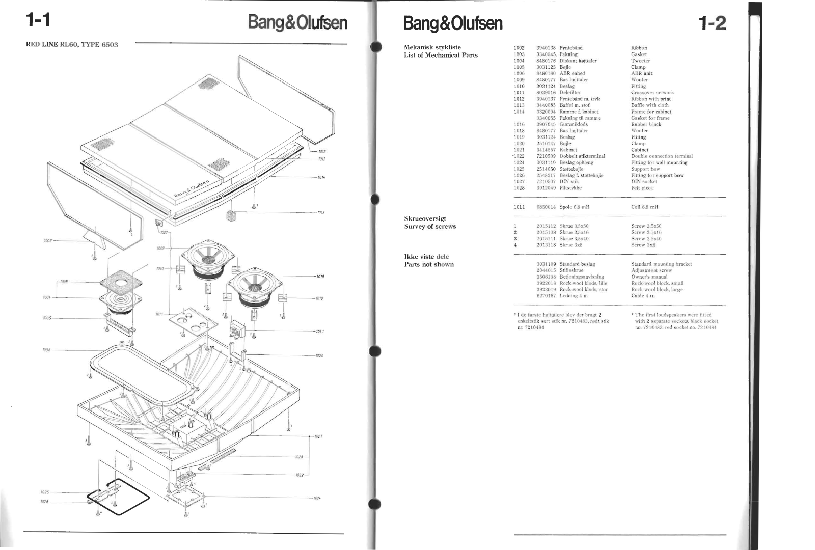 Bang and Olufsen Beovox 4, Beovox RL-140, Beovox RL-45, Beovox RL-45.2, Beovox RL-60 Service manual