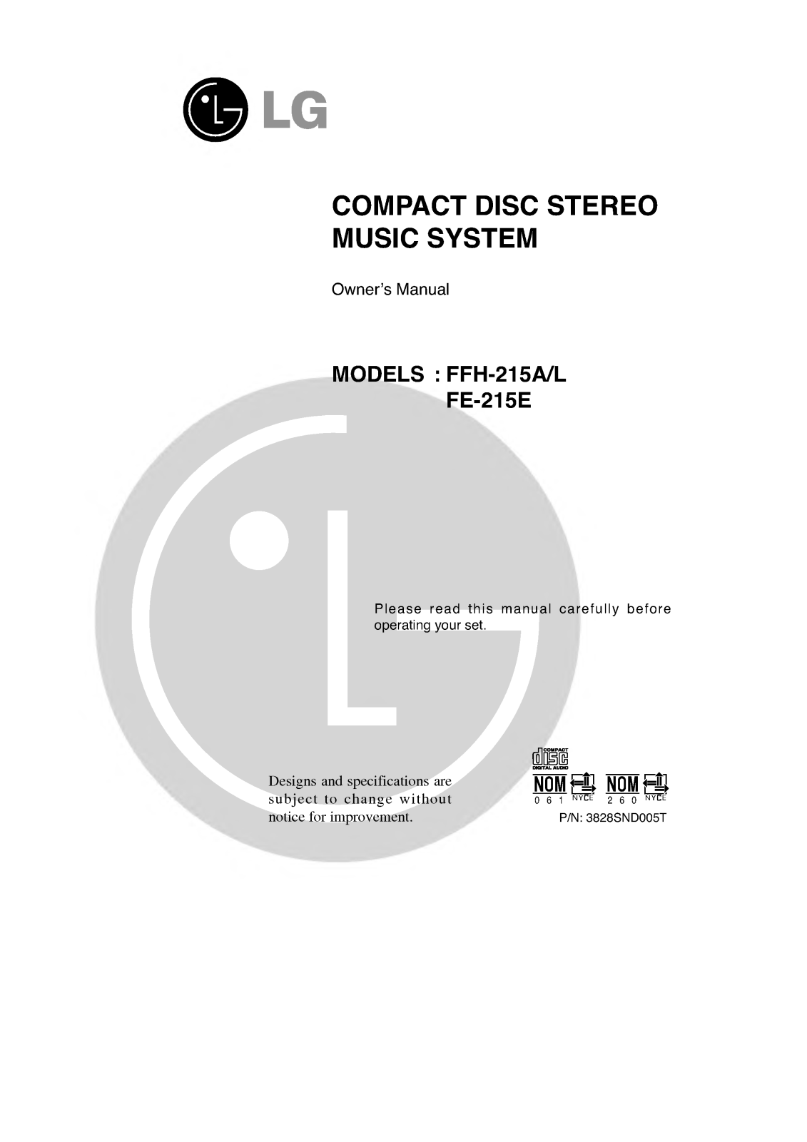 LG FE-215E, FFH-215L User Manual