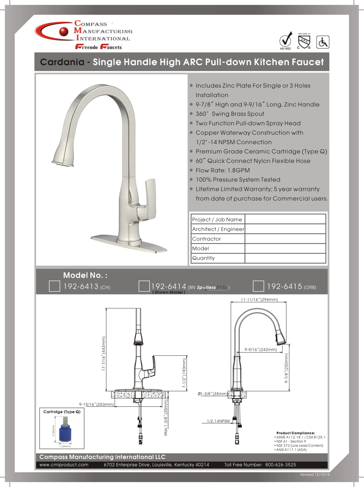 CMI QMV10036 Specifications - ManualMachine.com