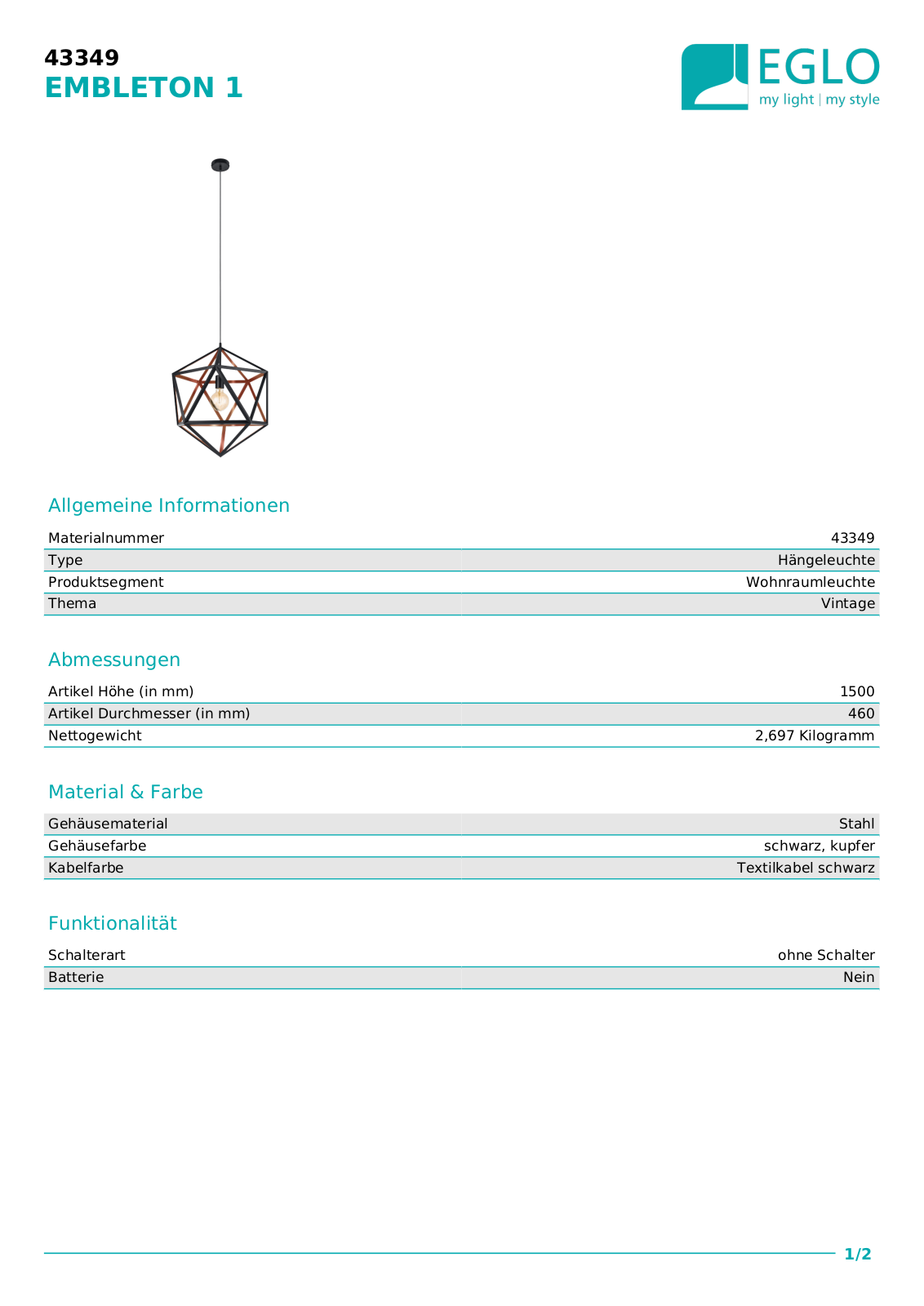 Eglo 43349 Service Manual