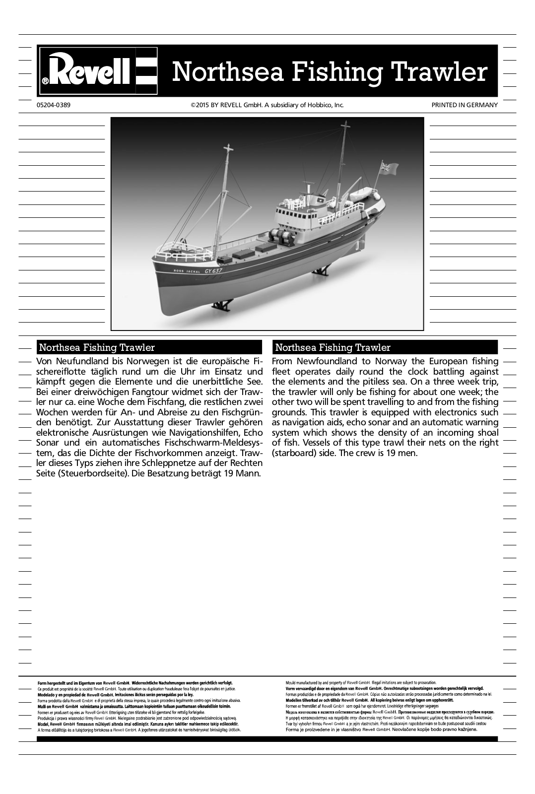 REVELL Northsea Fishing Trawler Assembly Manual