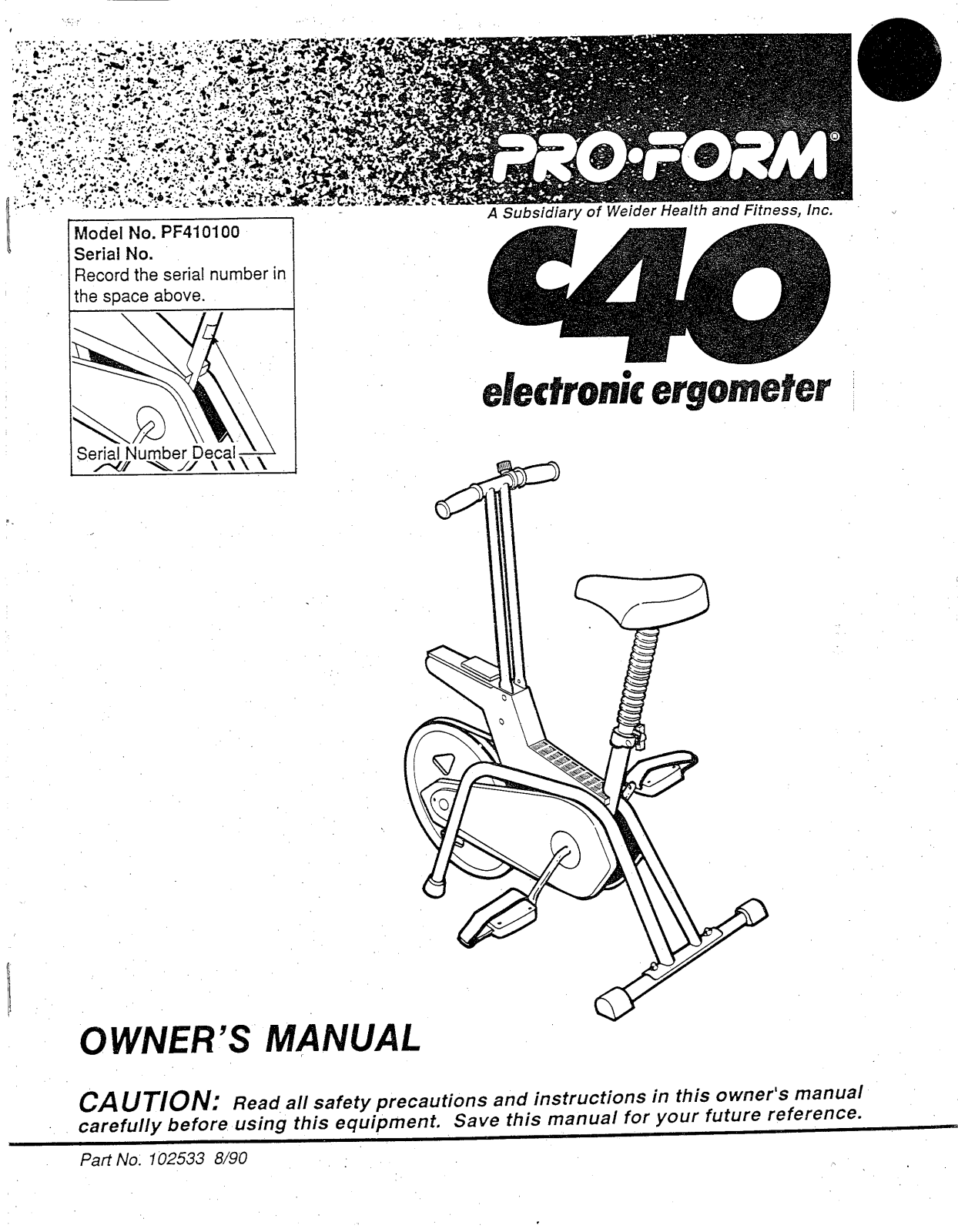 ProForm PF410100 User Manual