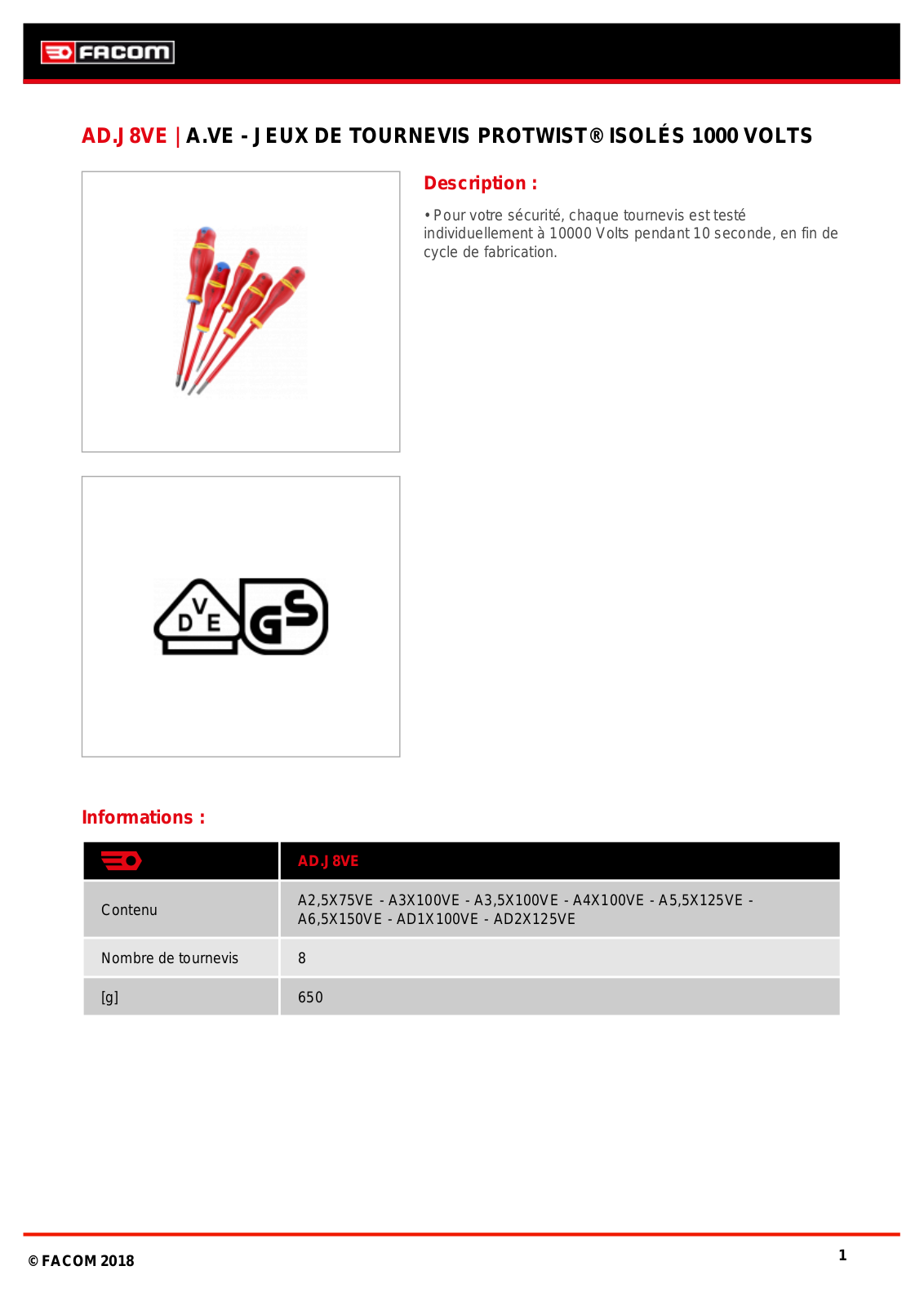 Facom ATD.J8VE Specification - ManualMachine.com