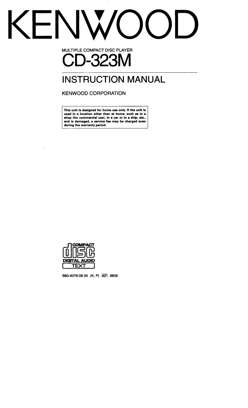 KENWOOD CD-323M User Manual