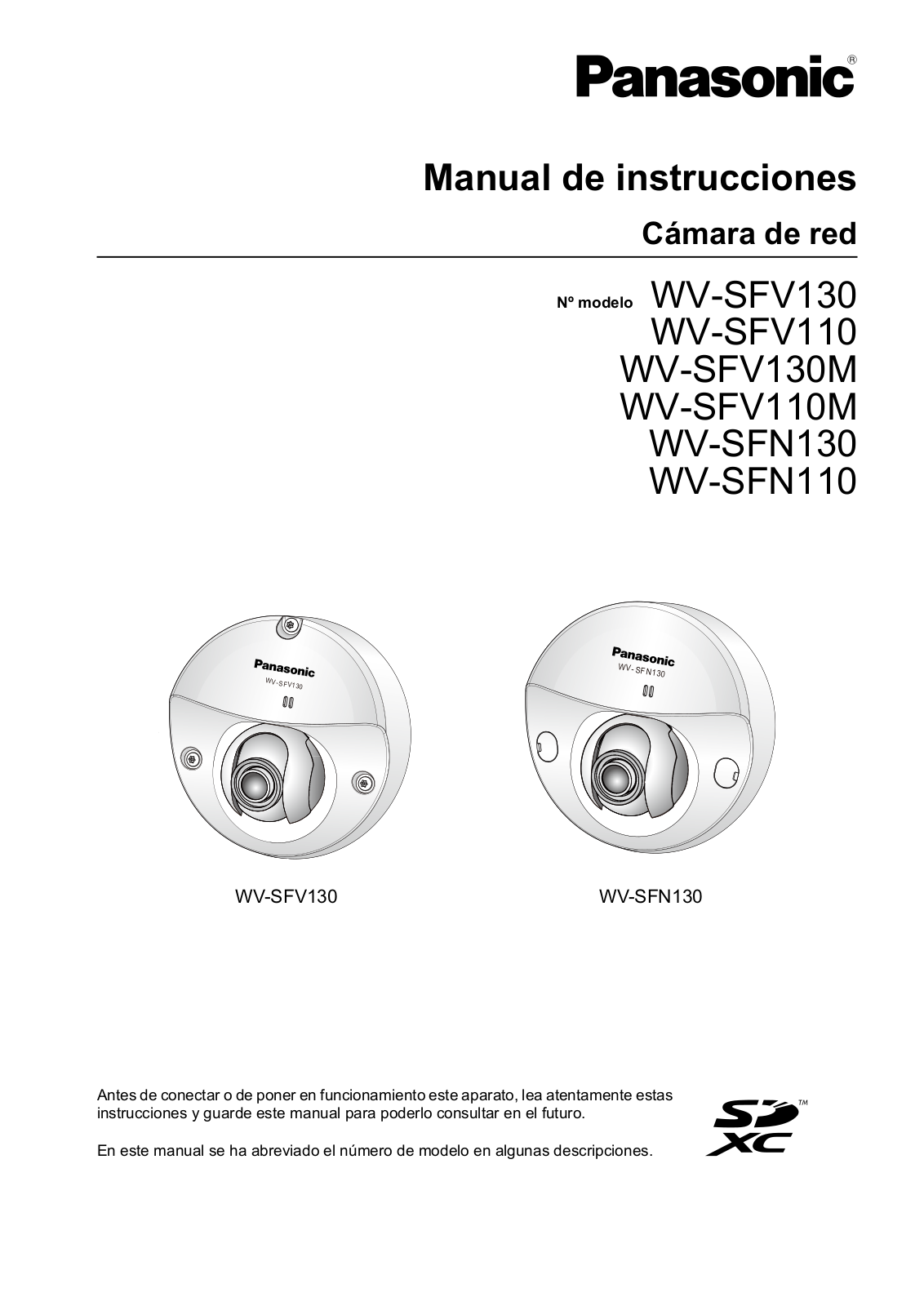 Panasonic WV-SFV130, WV-SFV110, WV-SFV130M, WV-SFV110M, WV-SFN130 Operating Instructions