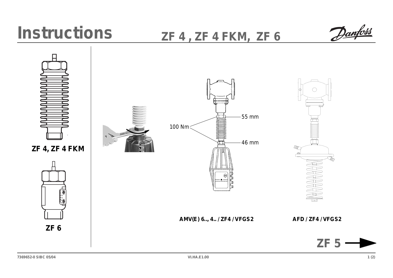 Danfoss ZF 4, ZF 4 FKM, ZF 6 Installation guide