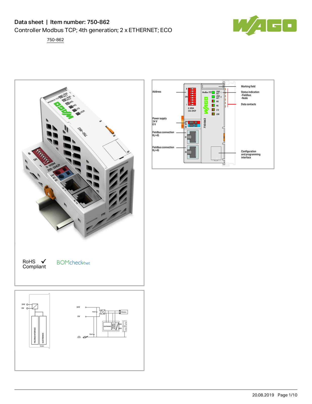 Wago 750-862 Data Sheet