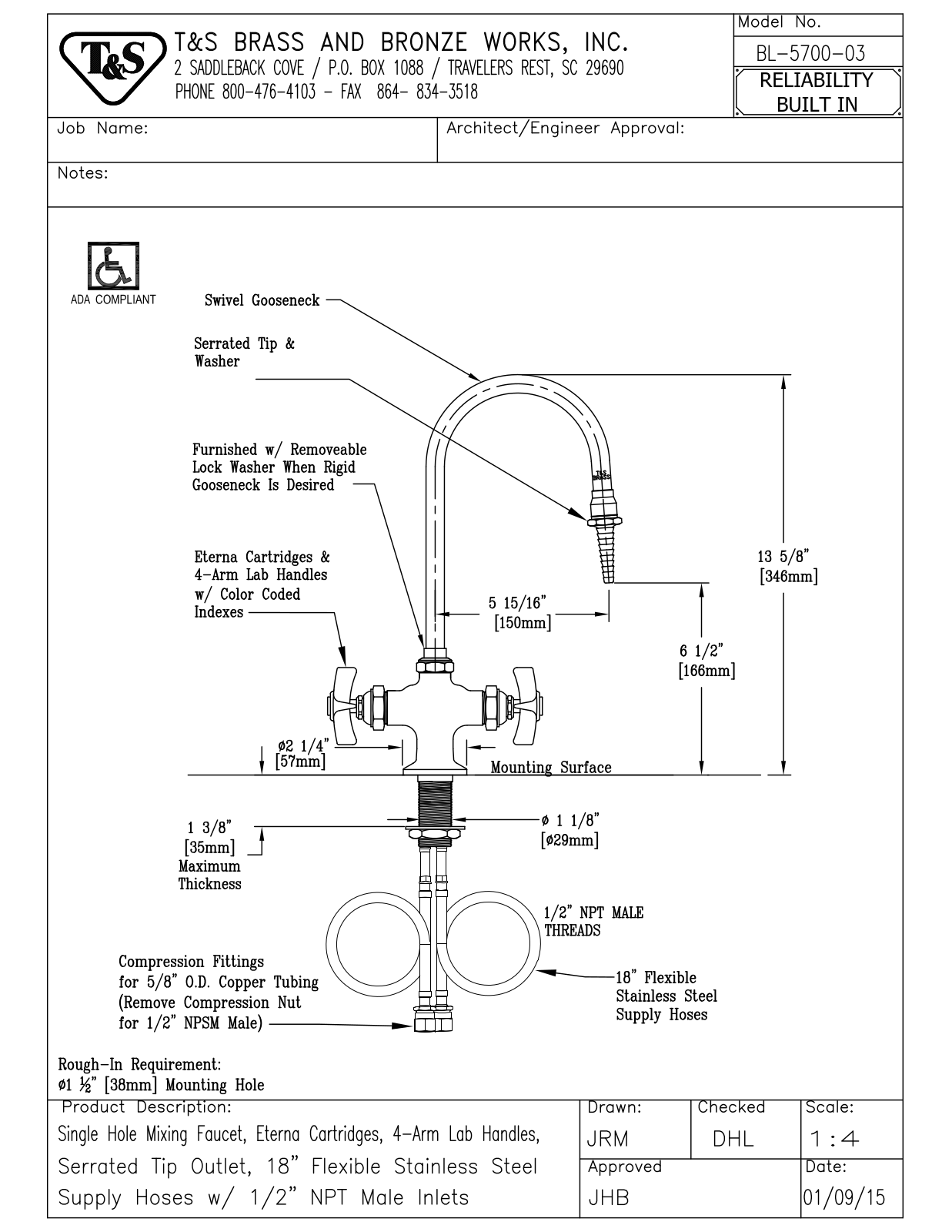 T&S Brass BL-5700-03 User Manual