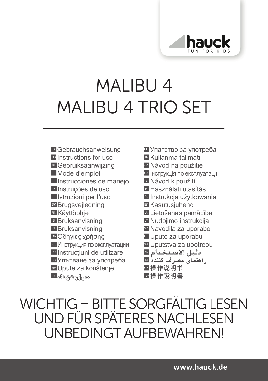 Hauck Malibu 4 Trio Service Manual