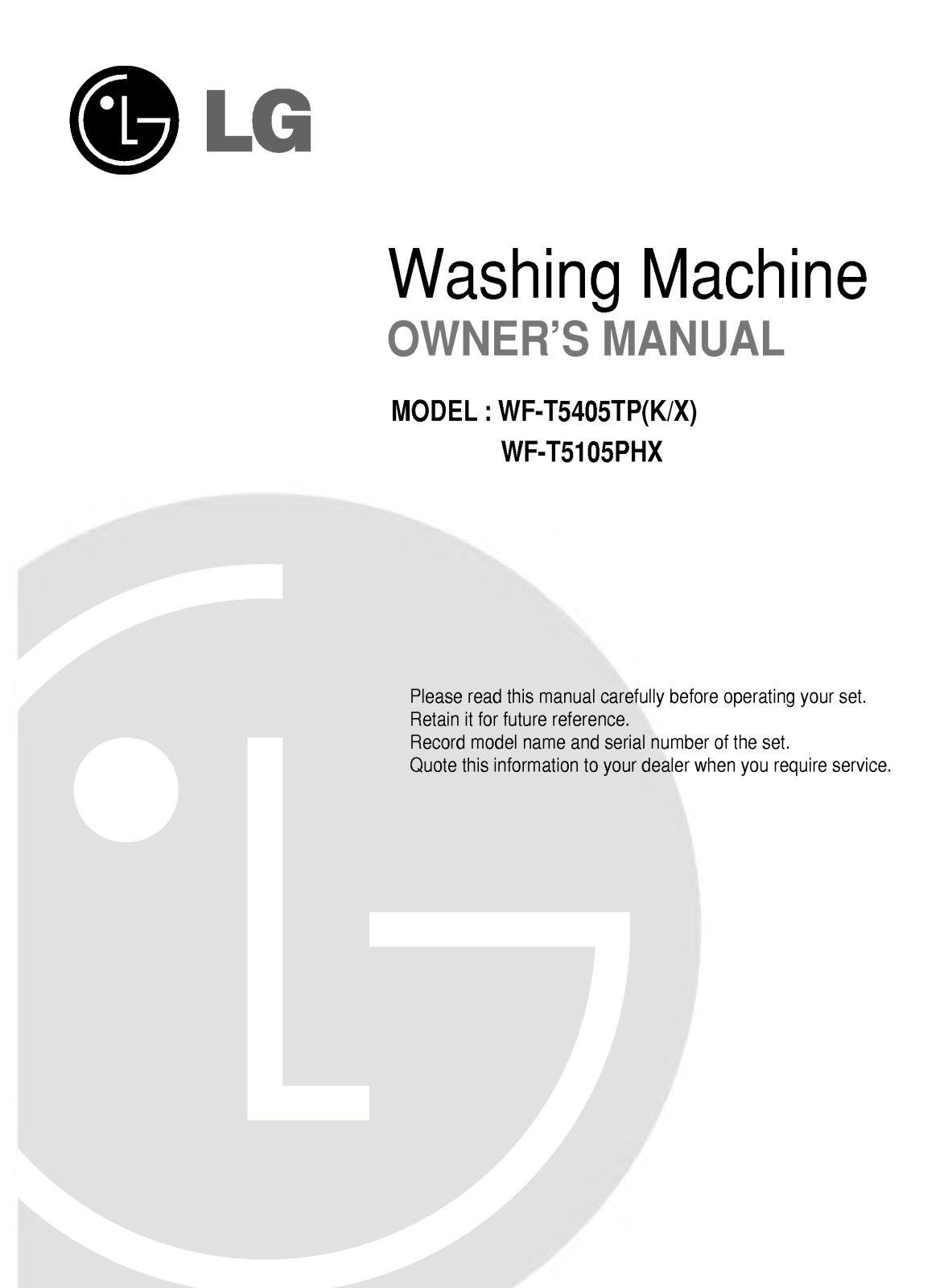 LG WF-T5405TPK User Manual