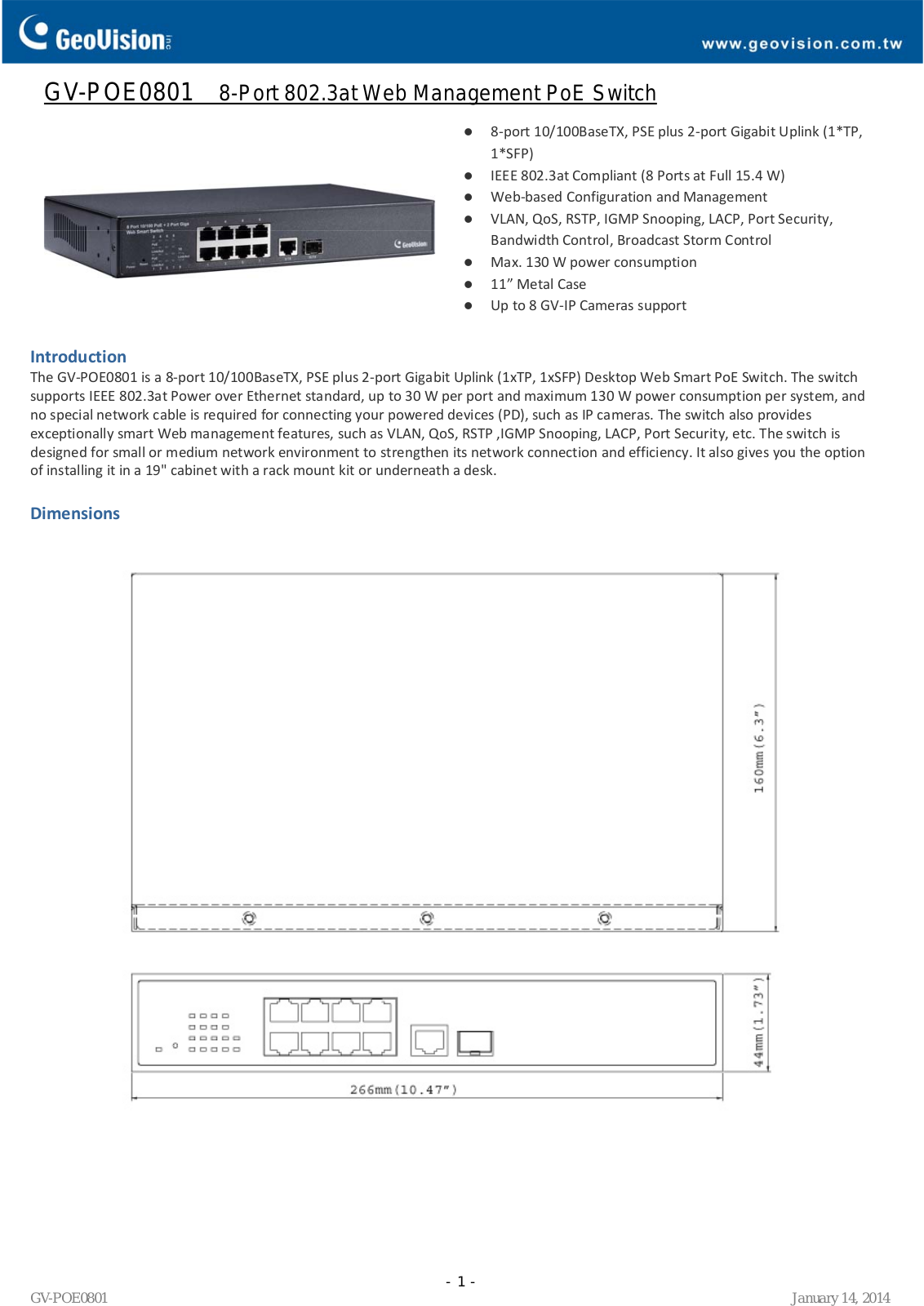 GeoVision POE0801 User Manual