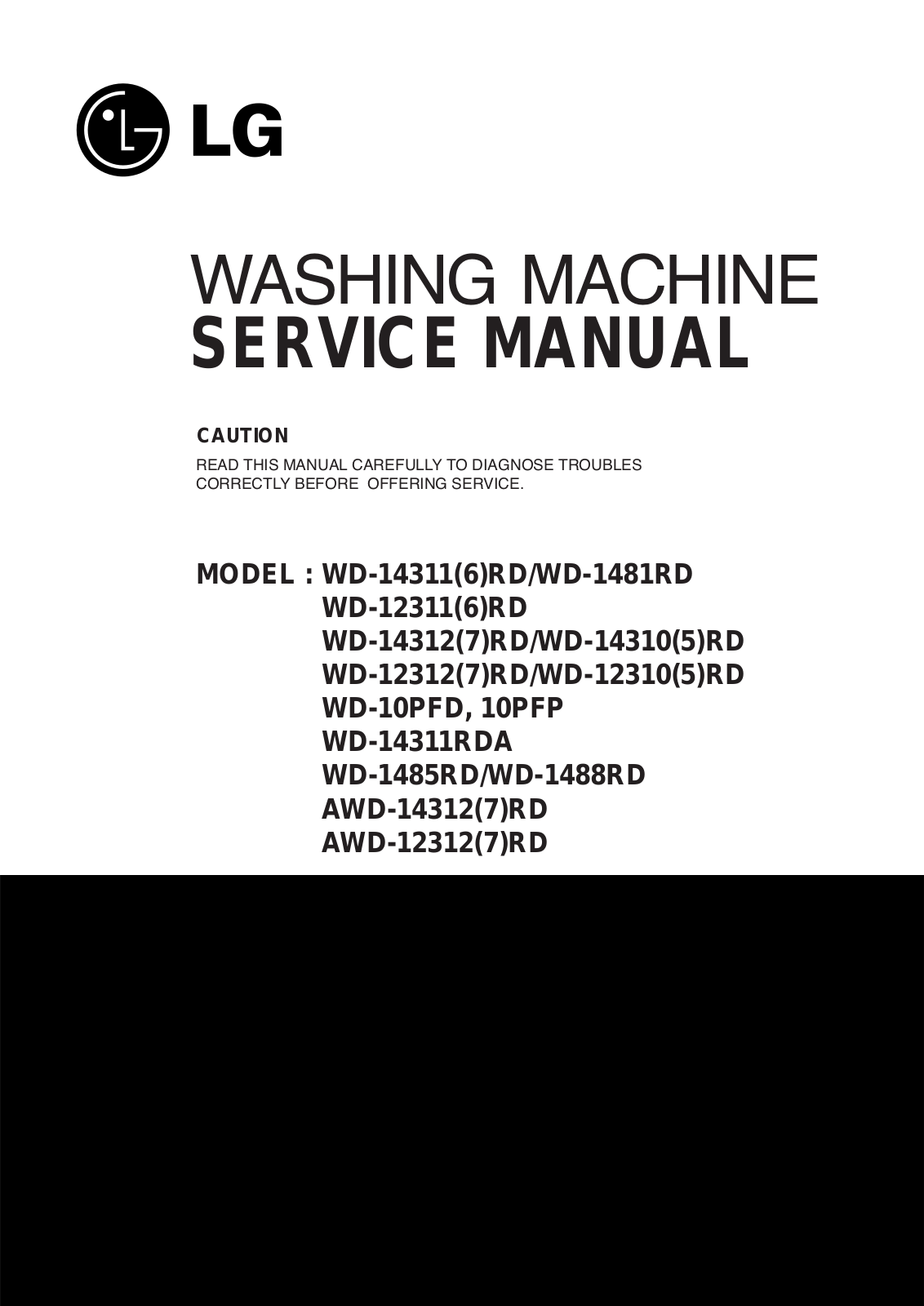 LG WD-1488RD, WD-123116RD, WD-143105RD, AWD-143127RD, WD-143127RD User Manual