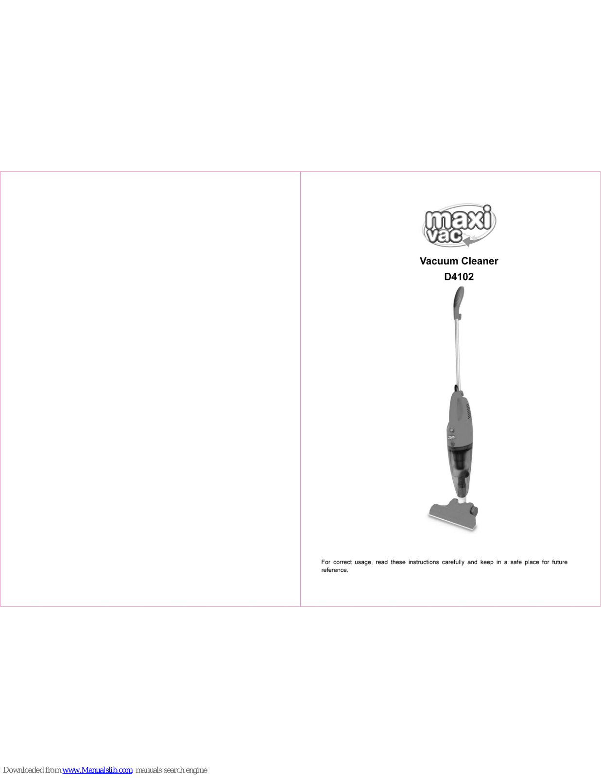 Maxi Vac D4102 User Manual