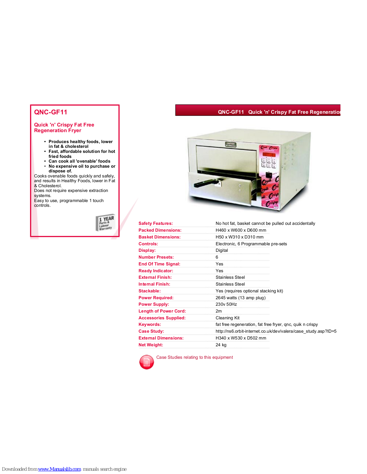 VALERA Quick 'n' Crispy QNC-GF11 Datasheet